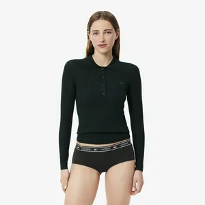 Женские трусы-шорты Lacoste из эластичного хлопка с логотипом на талии, черный, арт. 5F1332