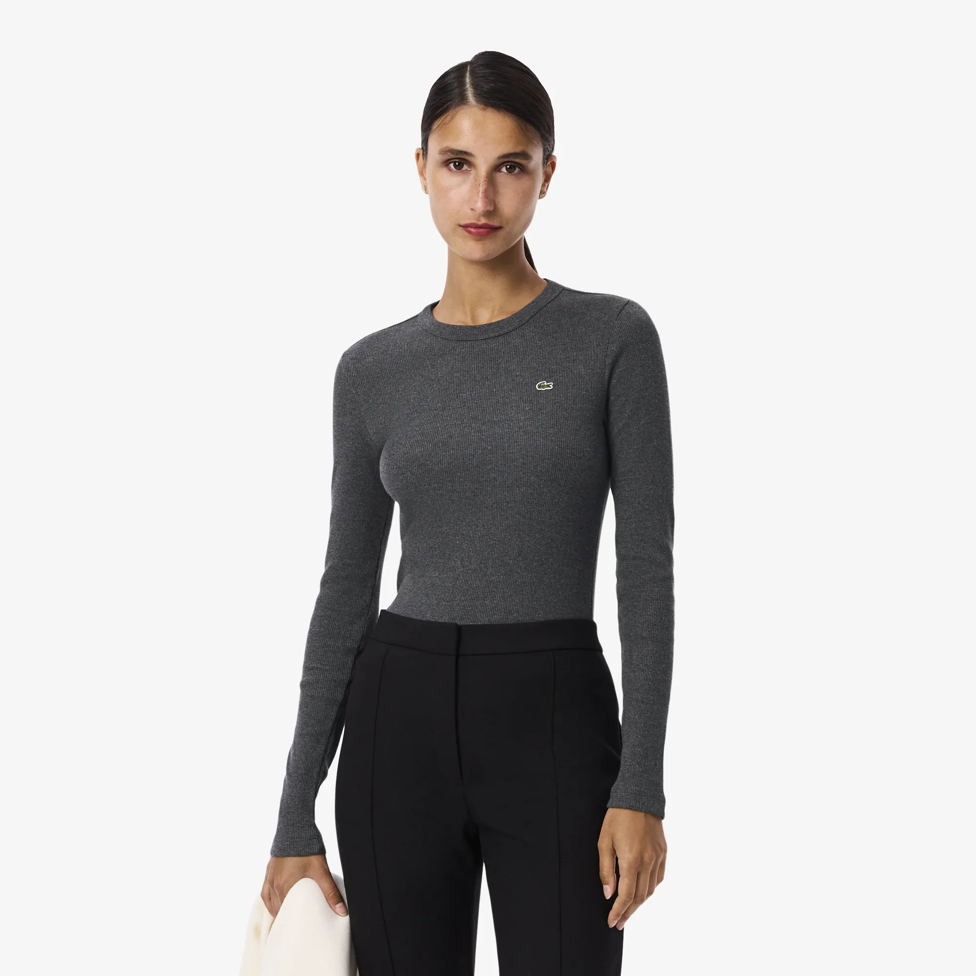 Женская футболка Lacoste Slim Fit с длинными рукавами, серый, арт. TF1692