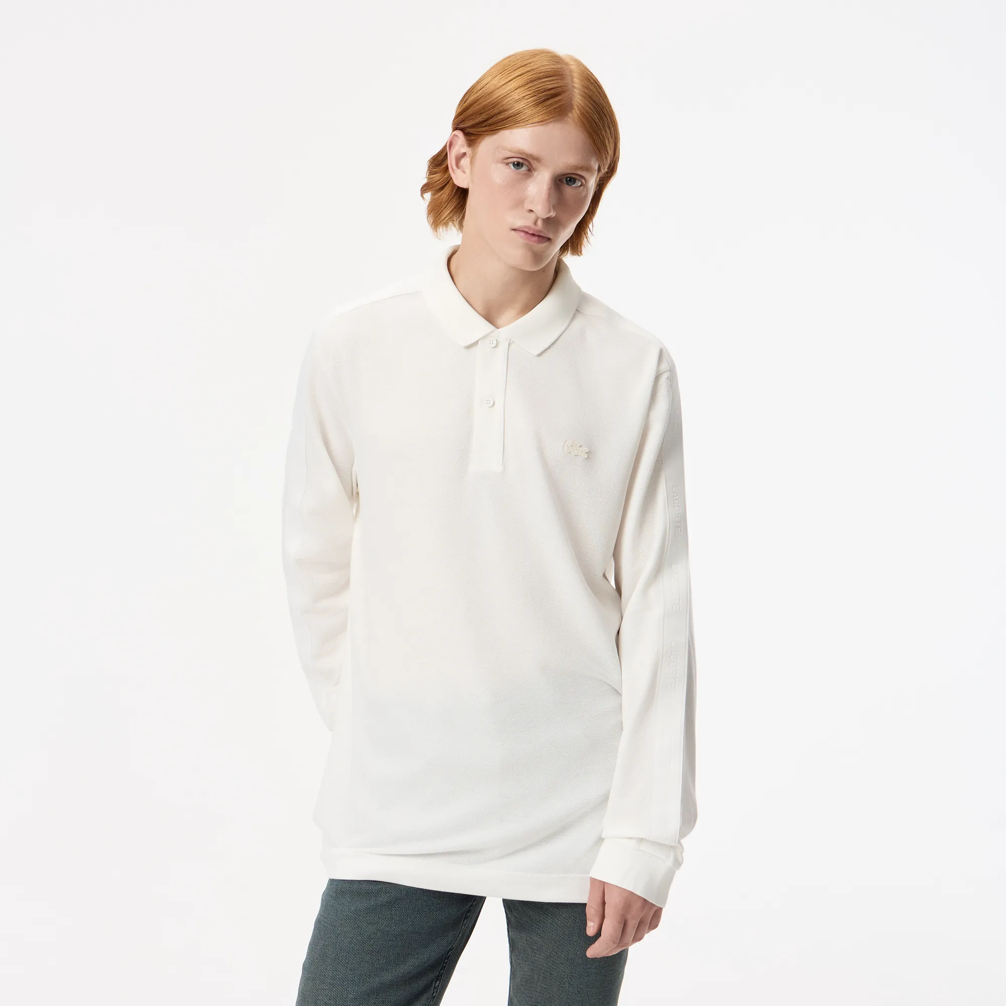 Мужская хлопковая рубашка-поло Lacoste, белый, арт. PH2615
