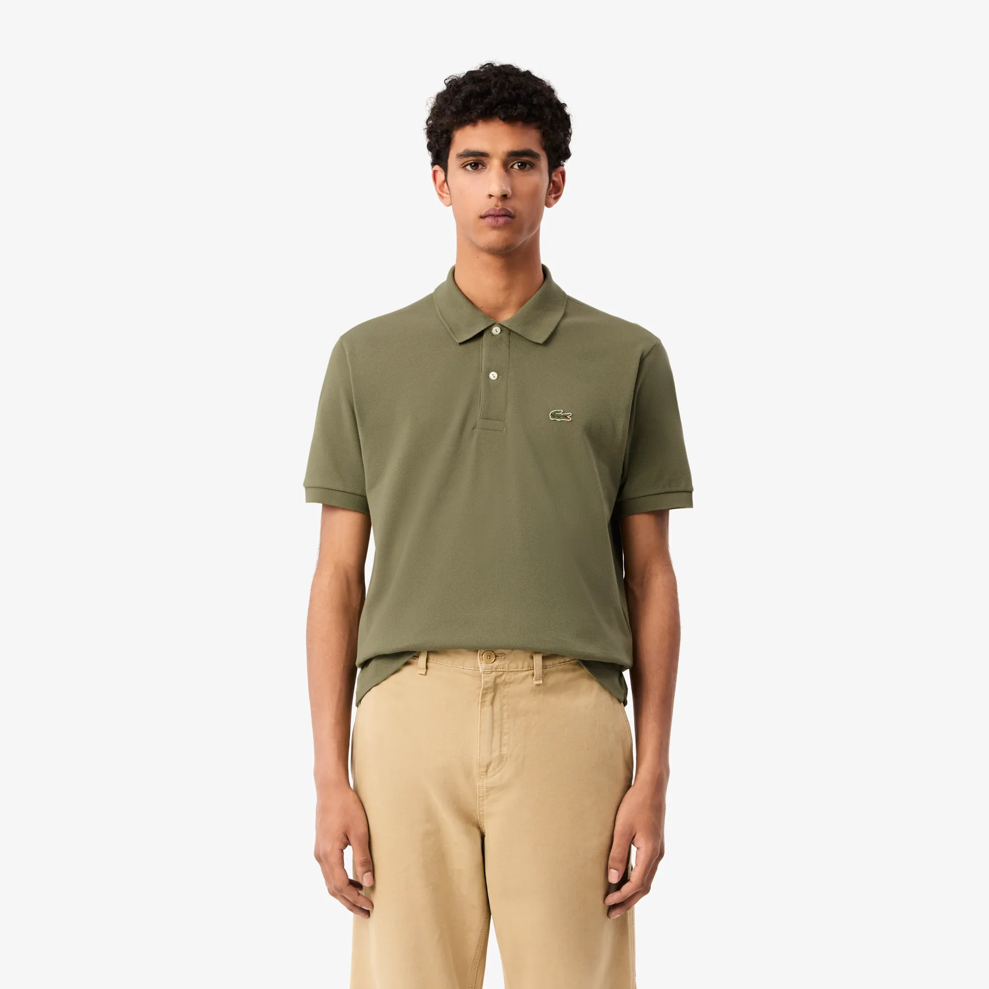 Мужское поло Lacoste L1212 Classic Fit, хаки, арт. L1212