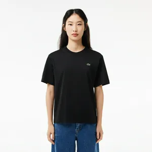 Женская футболка Lacoste Loose Fit из мягкого хлопка, черный, арт. TF7215