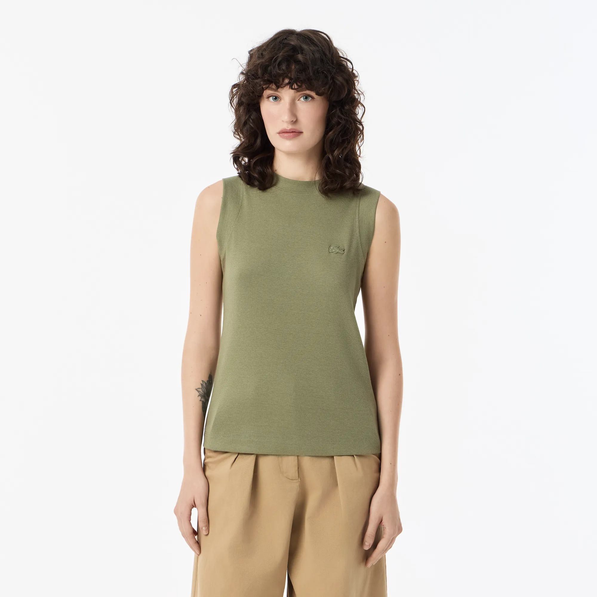 Женская футболка Lacoste Slim Fit, хаки, арт. TF0312