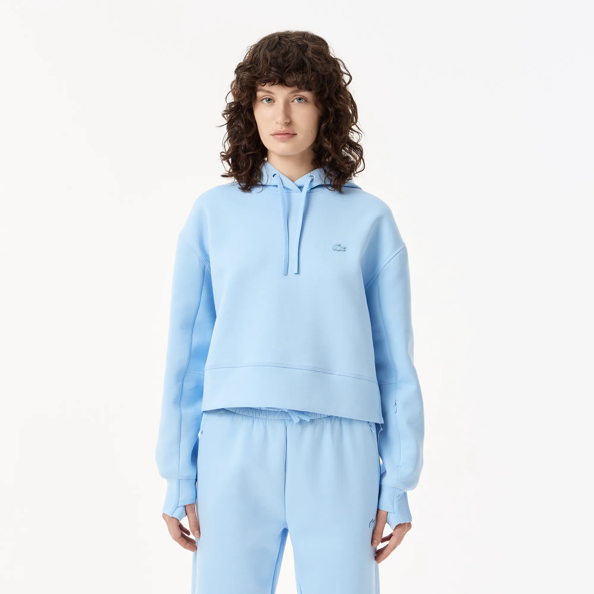 Женская толстовка Lacoste Loose Fit с капюшоном, голубой, арт. SF0281