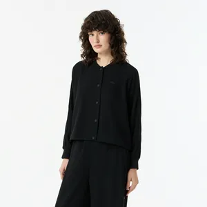 Женская рубашка Lacoste без ворот на кнопках, черный, арт. CF0501