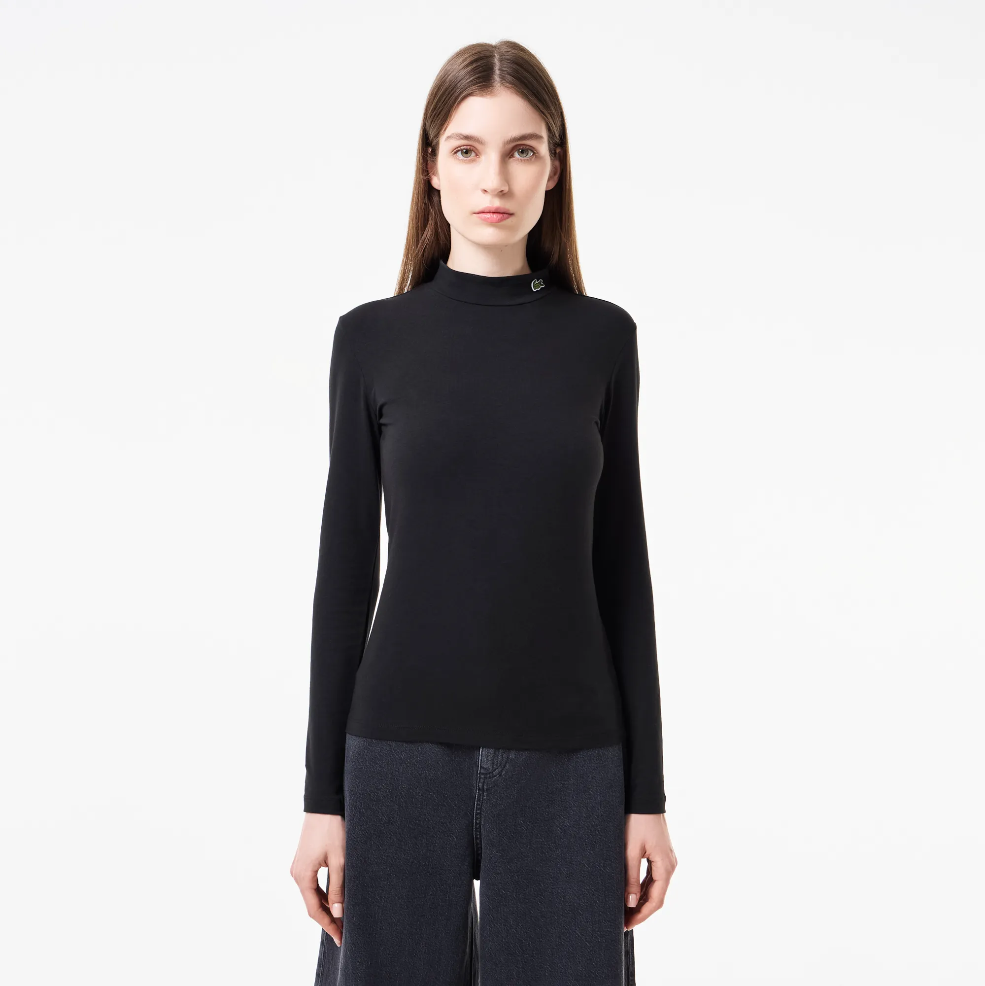 Женский лонгслив Lacoste Slim Fit, черный, арт. TF2675