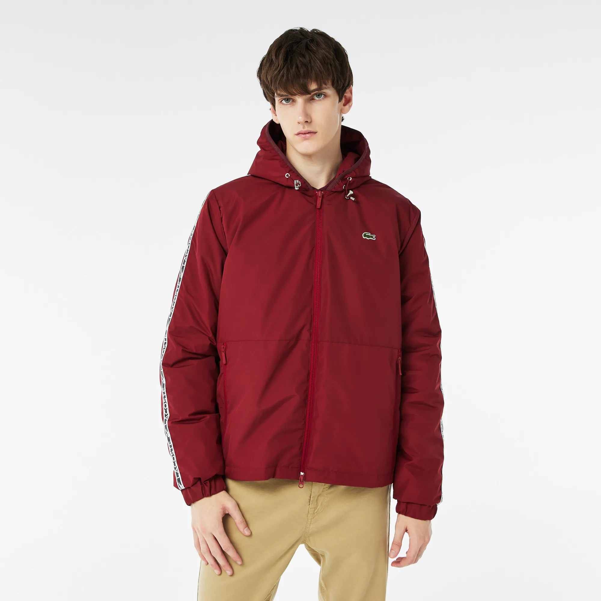 Мужская влагоотталкивающая куртка Lacoste с капюшоном, красный, арт. BH2338R