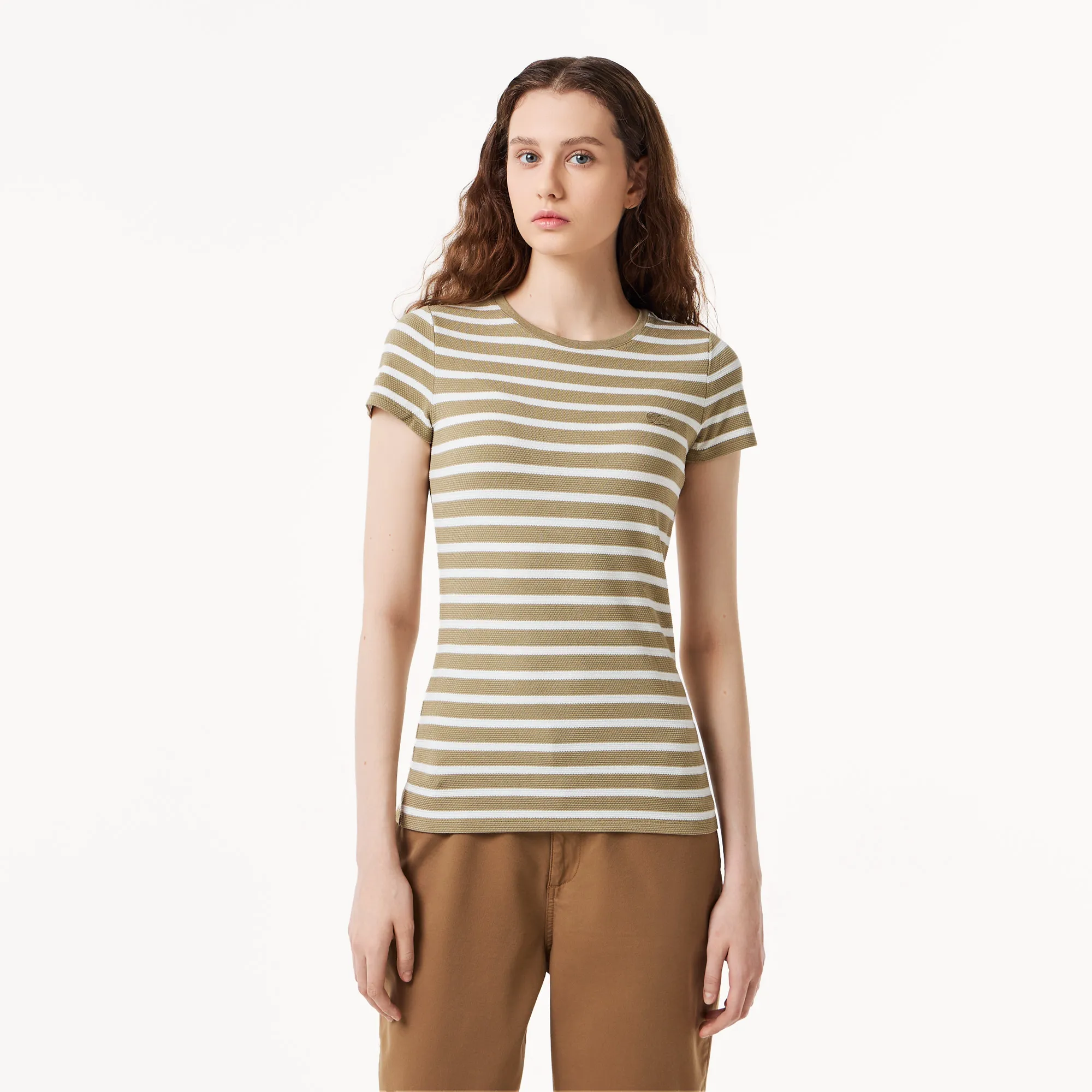 Женская футболка Lacoste Slim Fit, бежевый, арт. TF0823