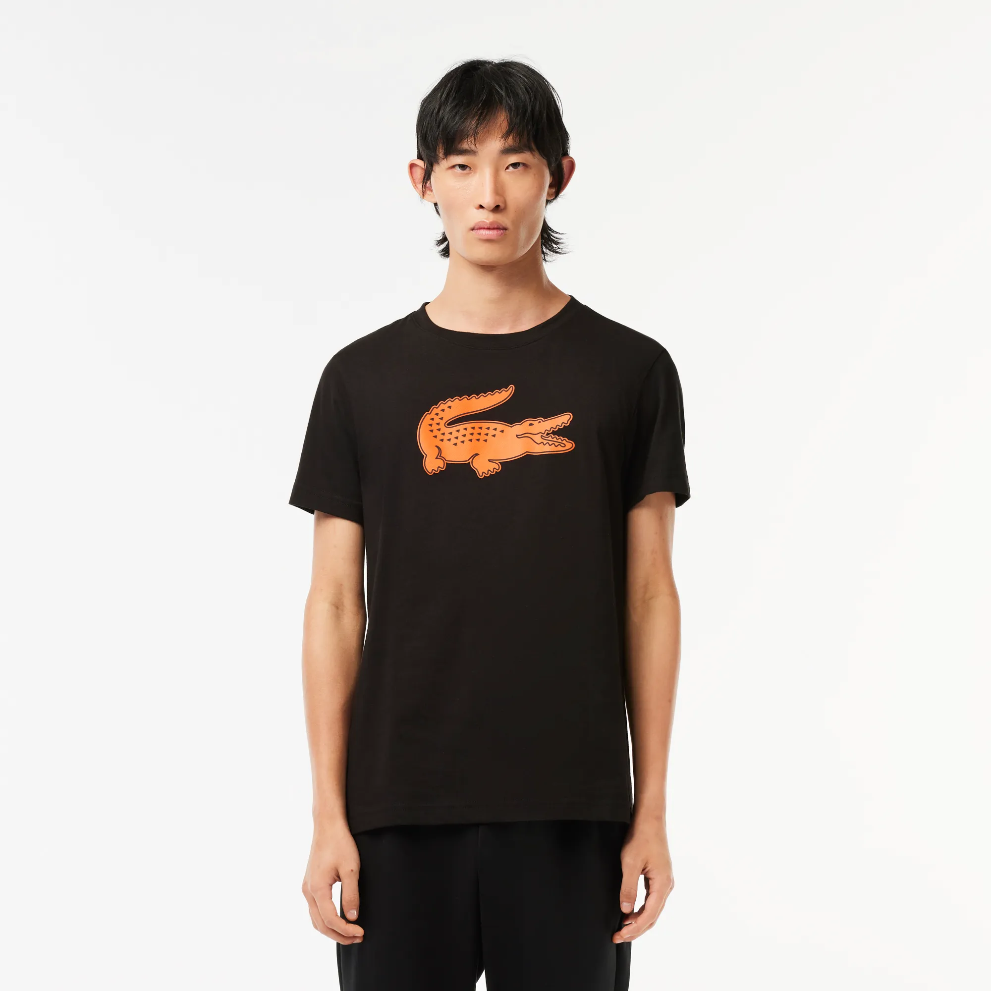 Мужская футболка Lacoste с принтом, черный, арт. TH2042