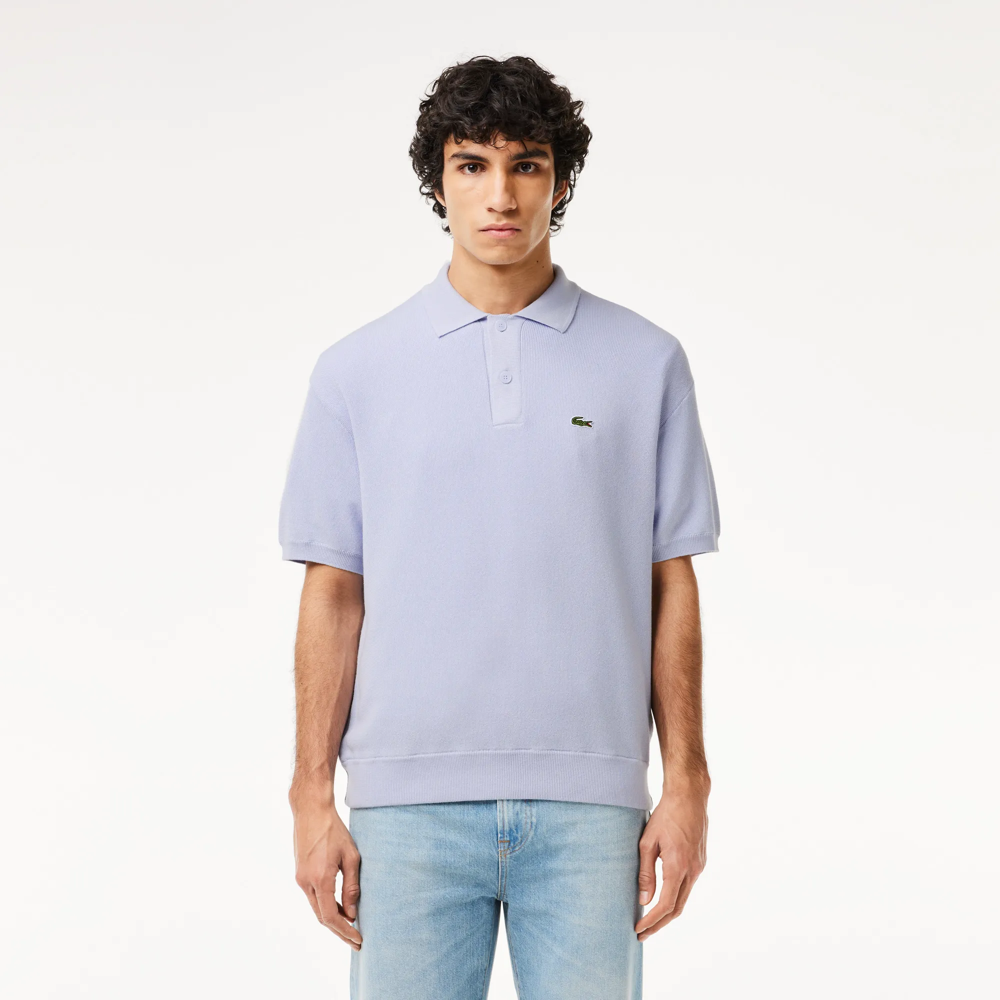 Мужское трикотажное поло Lacoste из органического хлопка, голубой, арт. AH7642