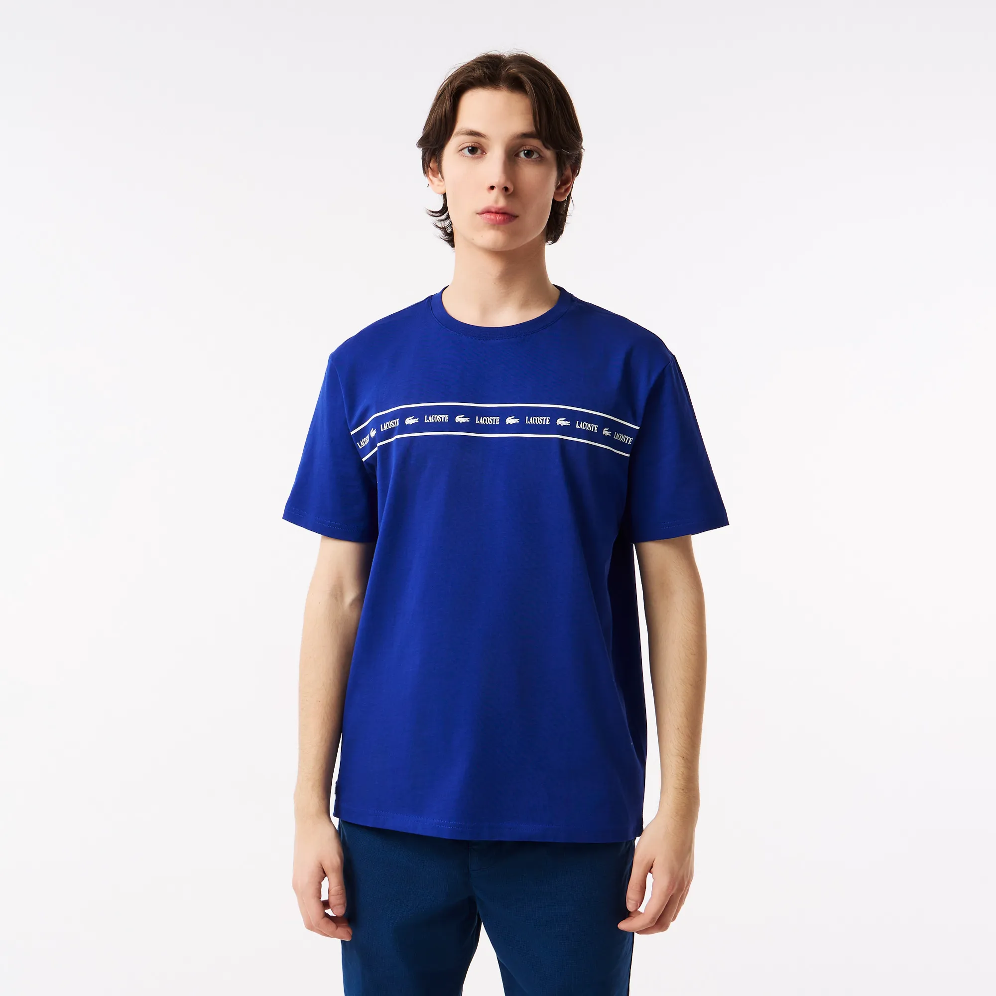 Мужская хлопковая футболка Lacoste, синий, арт. TH0419