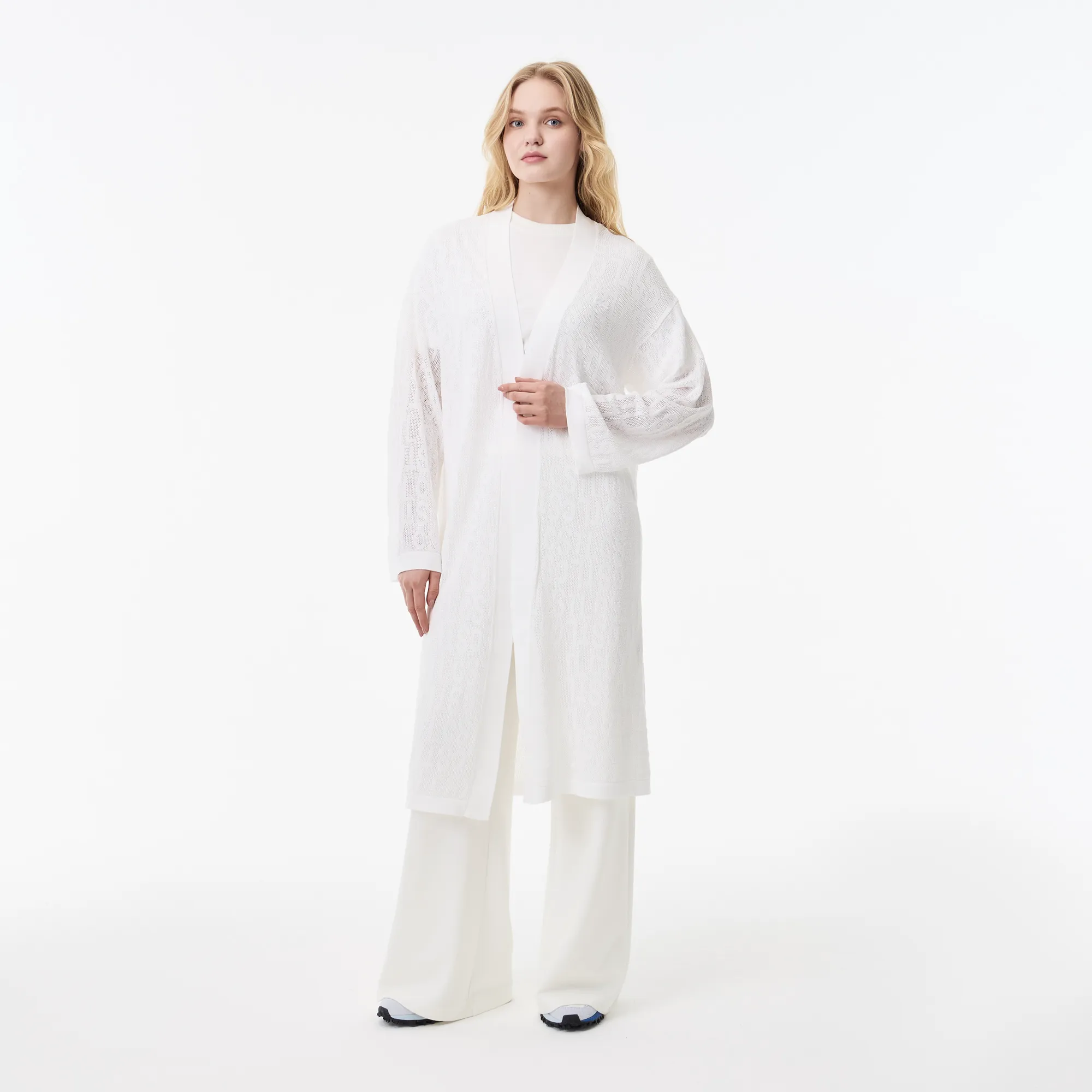 Женский кардиган Lacoste из смеси вискозы, белый, арт. AF0508