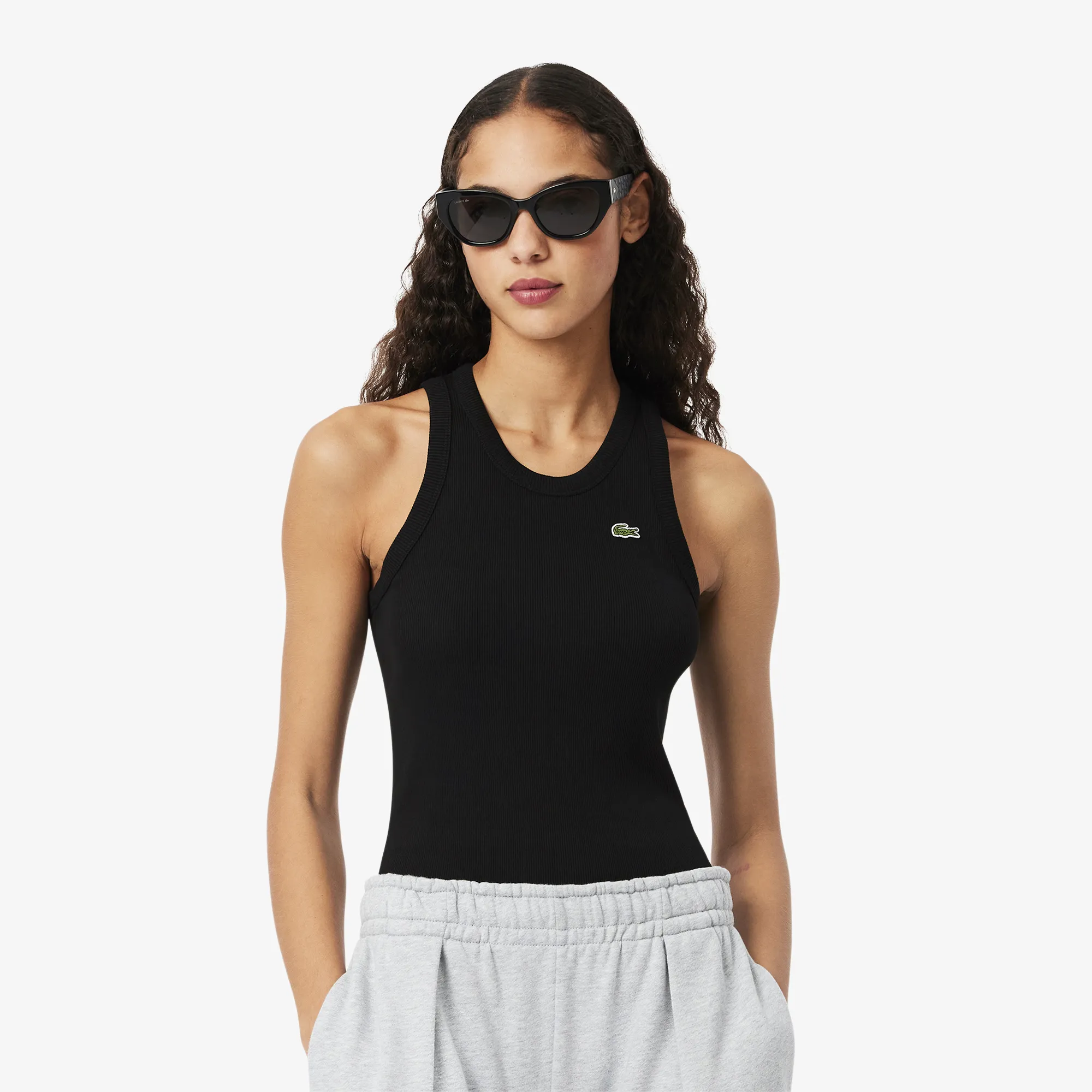 Женская облегающая хлопковая майка Lacoste, черный, арт. TF5388