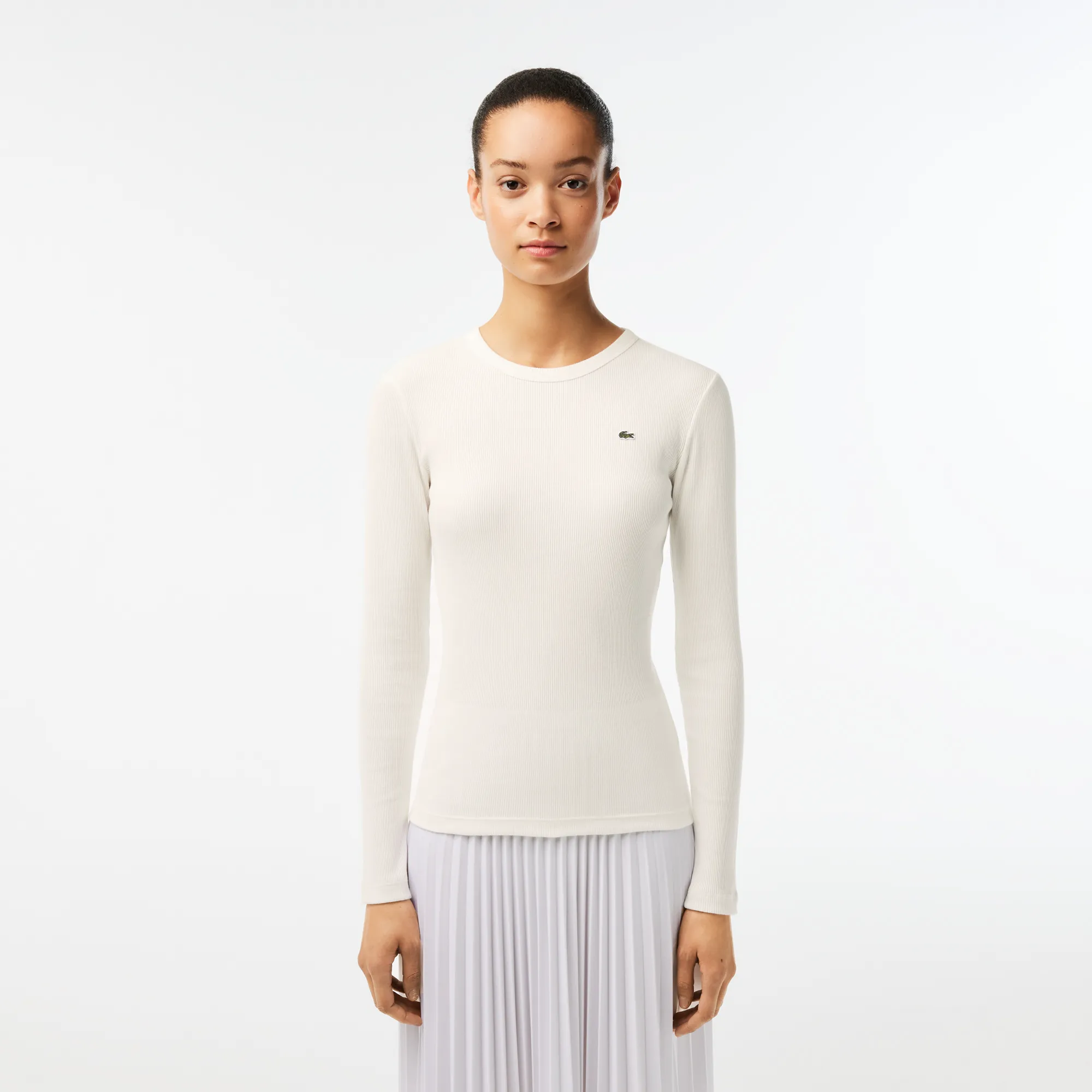 Женская футболка Lacoste Slim Fit с длинными рукавами, белый, арт. TF1692
