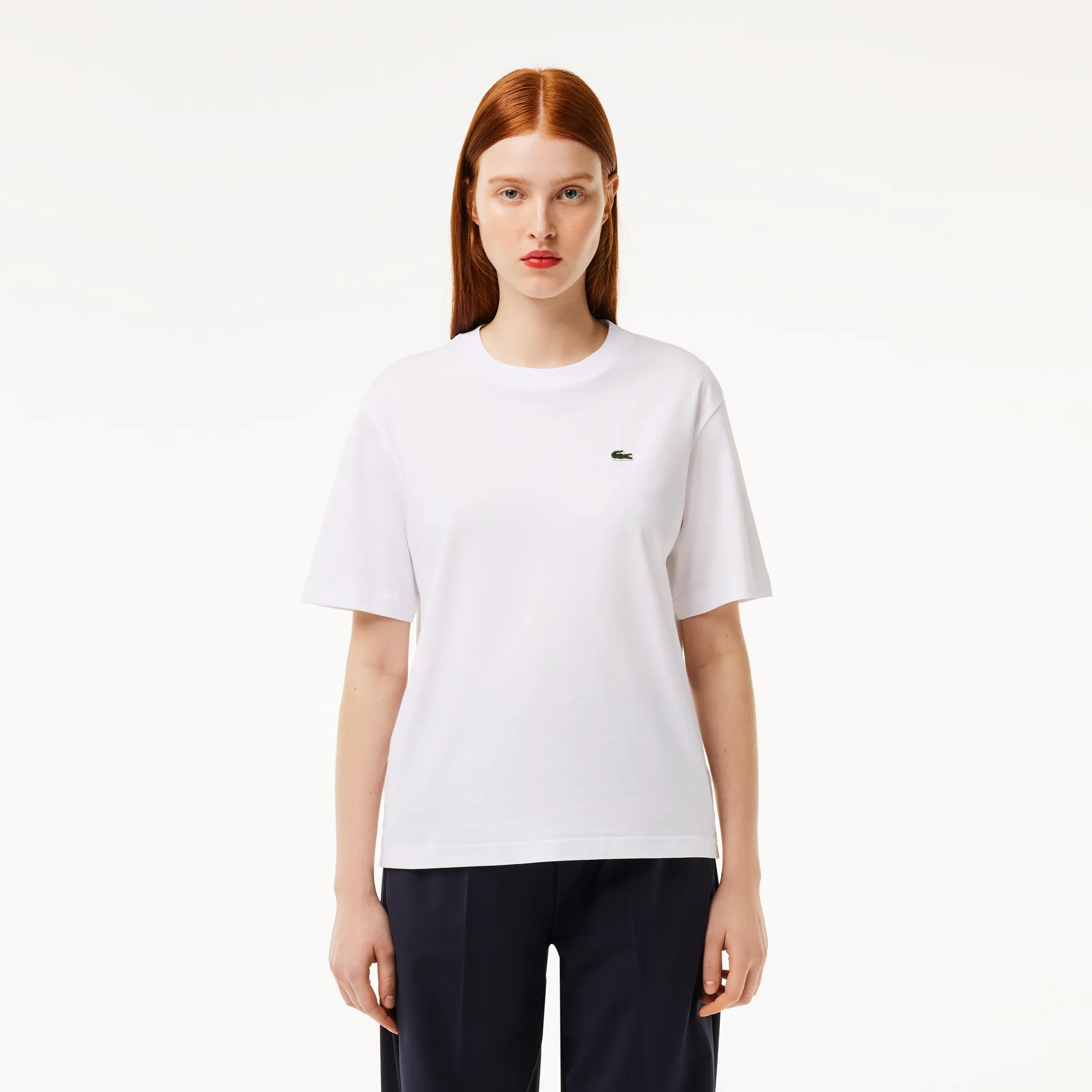 Женская футболка Lacoste Loose Fit из мягкого хлопка, белый, арт. TF7215