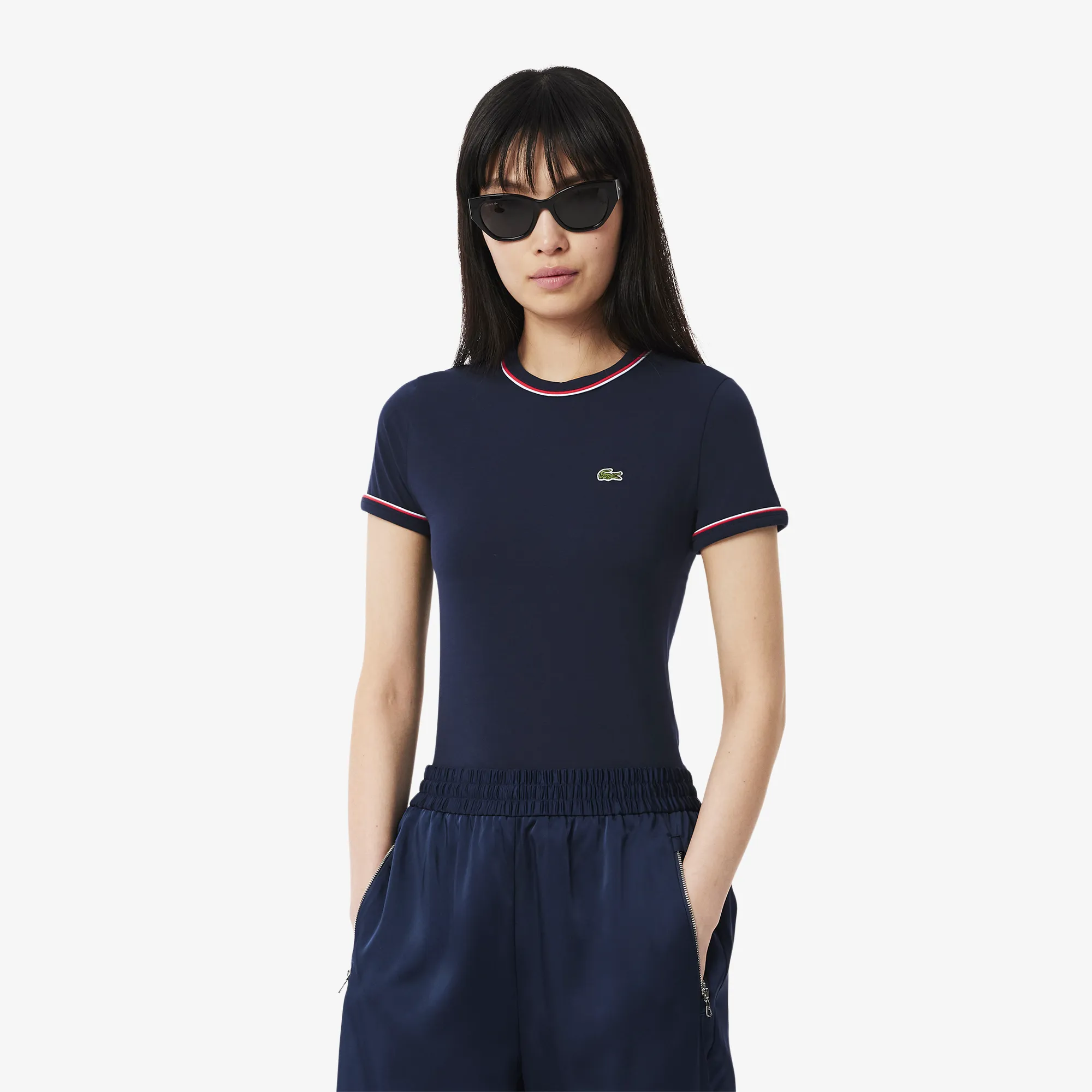 Женская хлопковая футболка Lacoste, синий, арт. TF0347