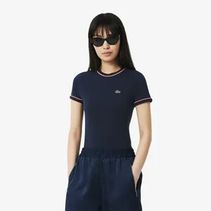 Женская хлопковая футболка Lacoste, синий, арт. TF0347