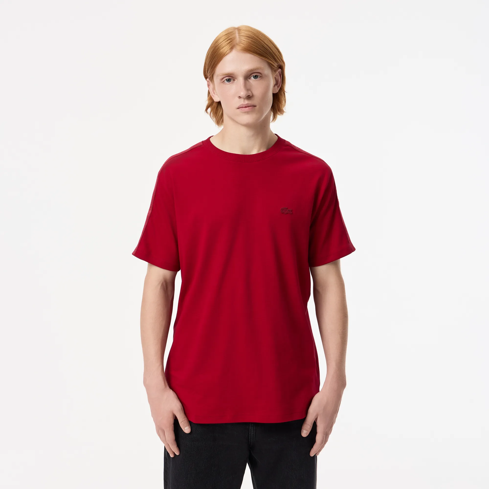 Мужская футболка Lacoste из хлопка, бордовый, арт. TH2614