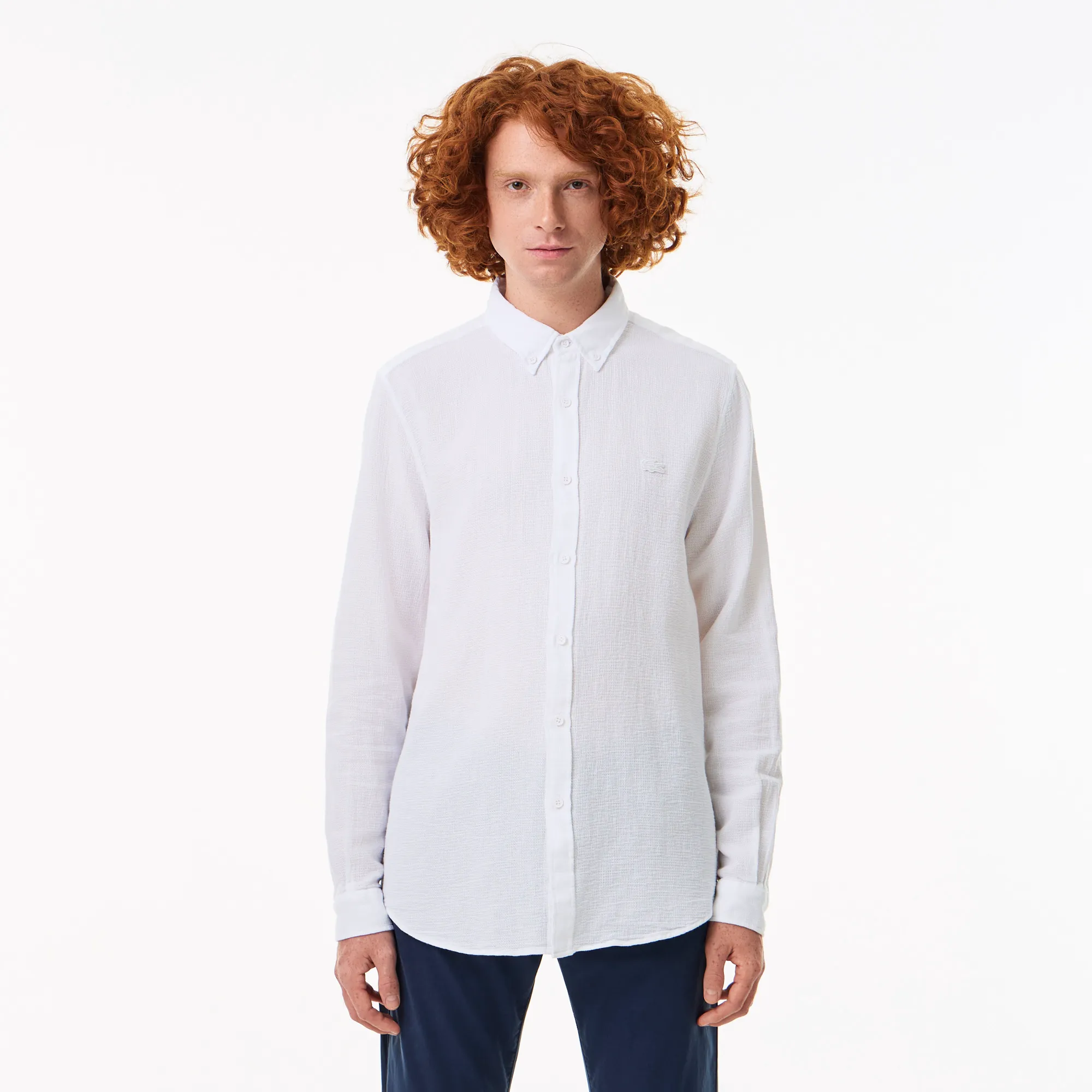 Мужская хлопковая рубашка Lacoste, белый, арт. CH0434