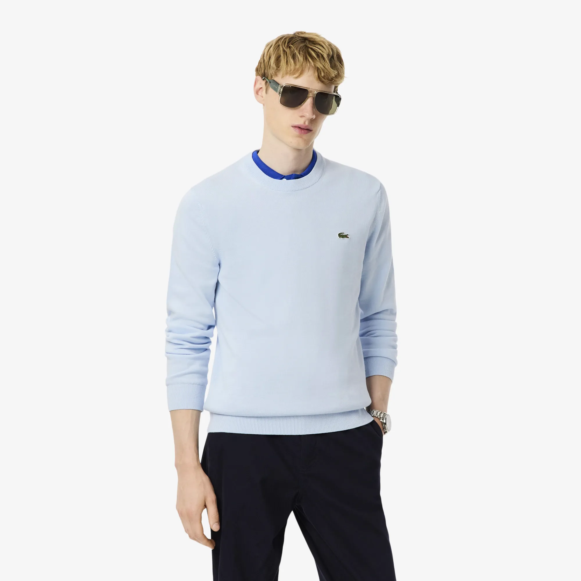 Мужской свитер Lacoste из органического хлопка, голубой, арт. AH1985