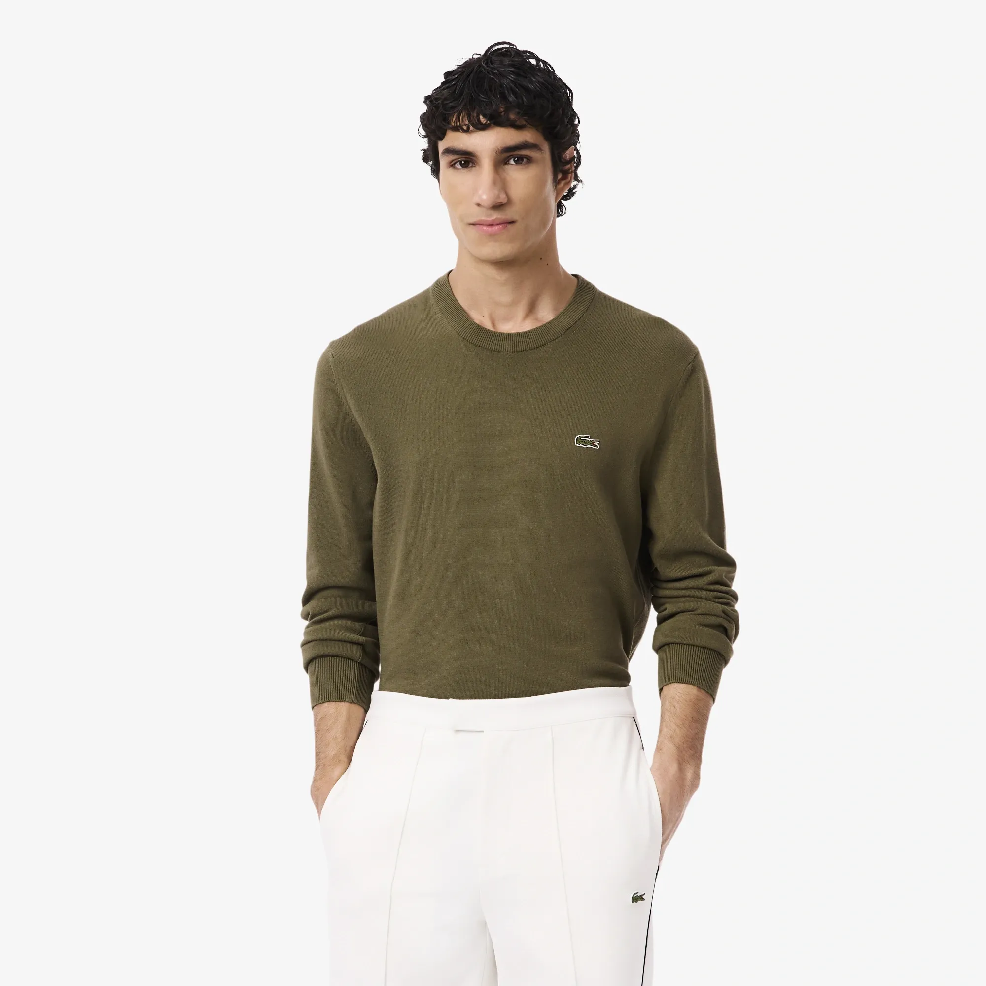Мужской свитер Lacoste из органического хлопка, хаки, арт. AH1985