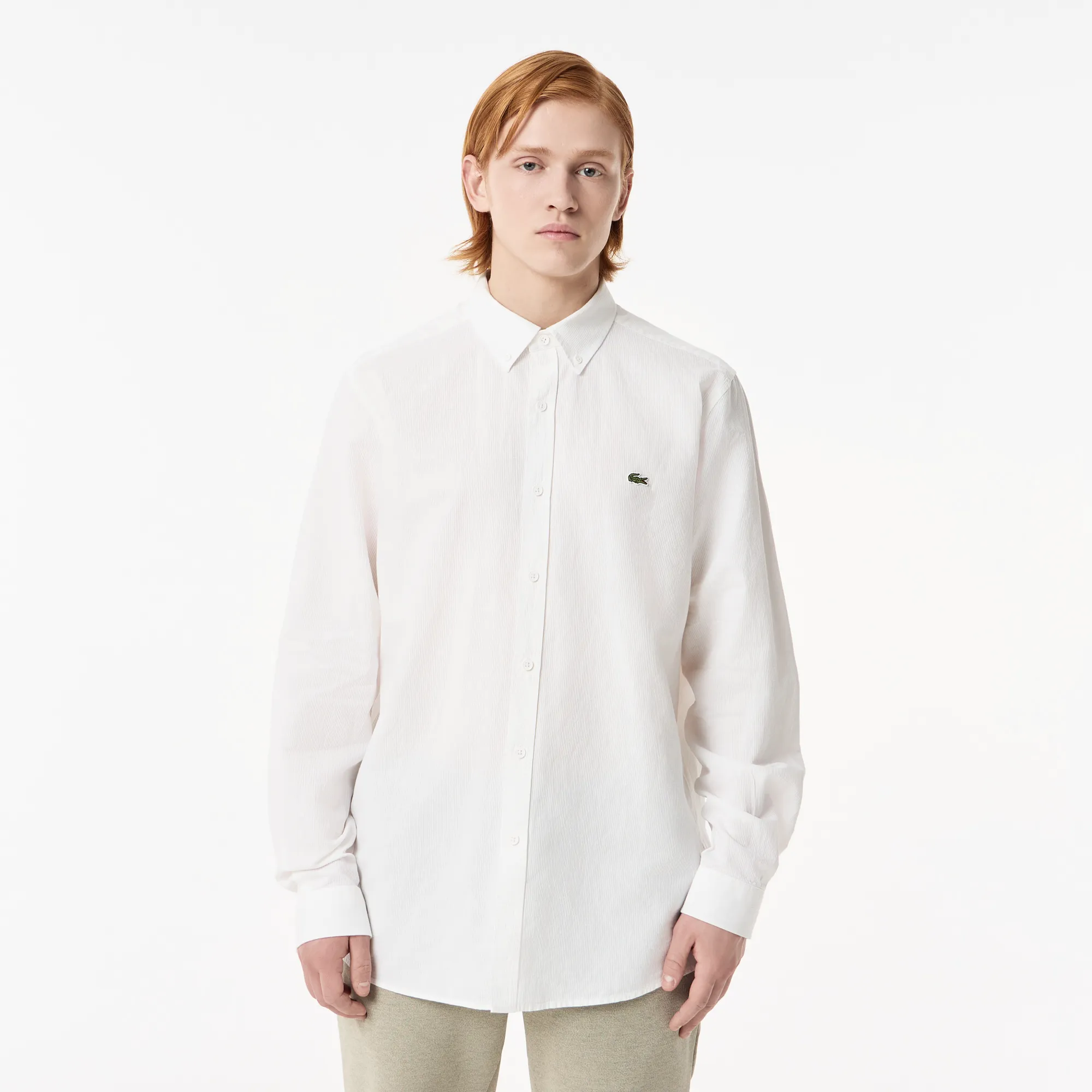 Мужская рубашка Lacoste из смеси хлопка и льна, белый, арт. CH0520