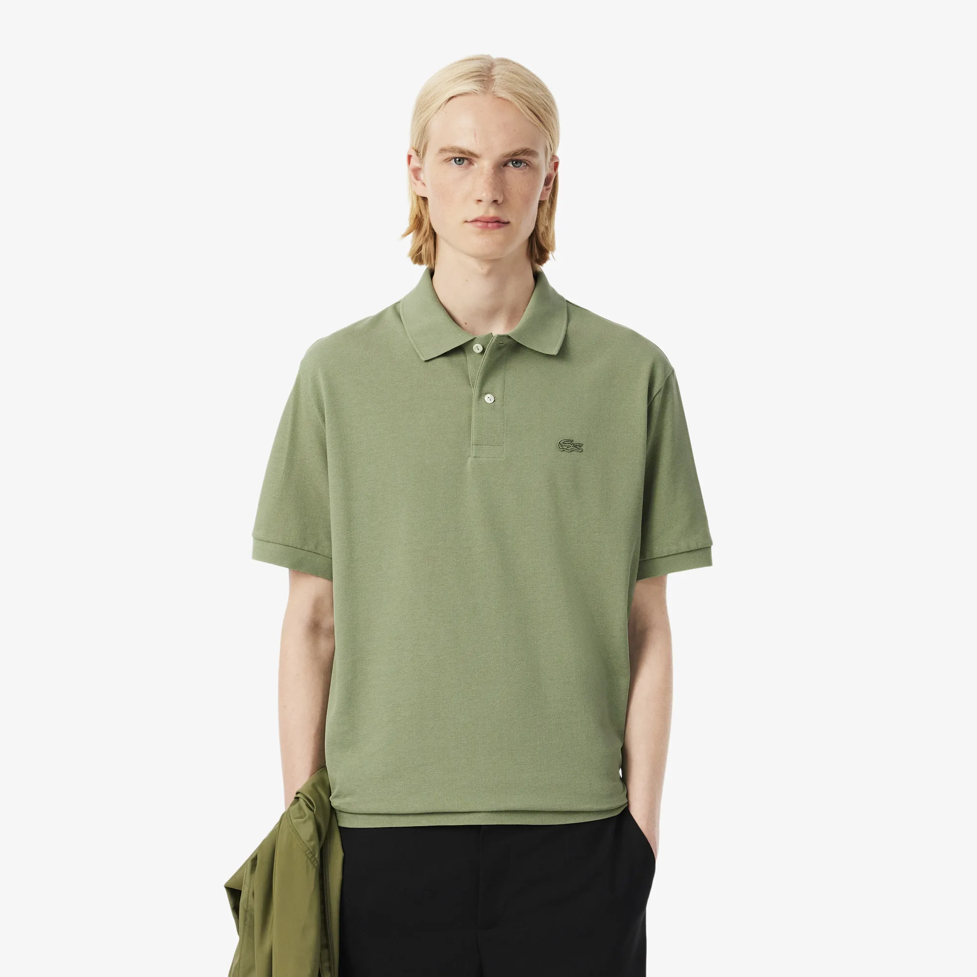 Мужская рубашка-поло Lacoste Loose Fit из плотного хлопка, зеленый, арт. PH7757