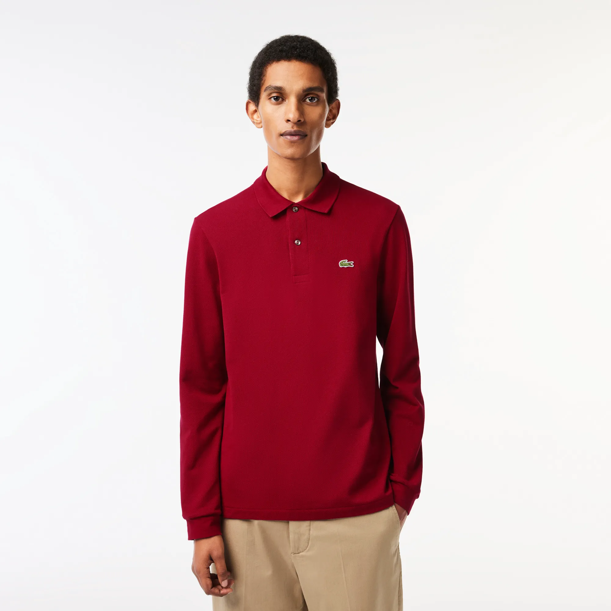 Мужское поло Lacoste L.12.21 Classic Fit с длинным рукавом, красный, арт. L1312