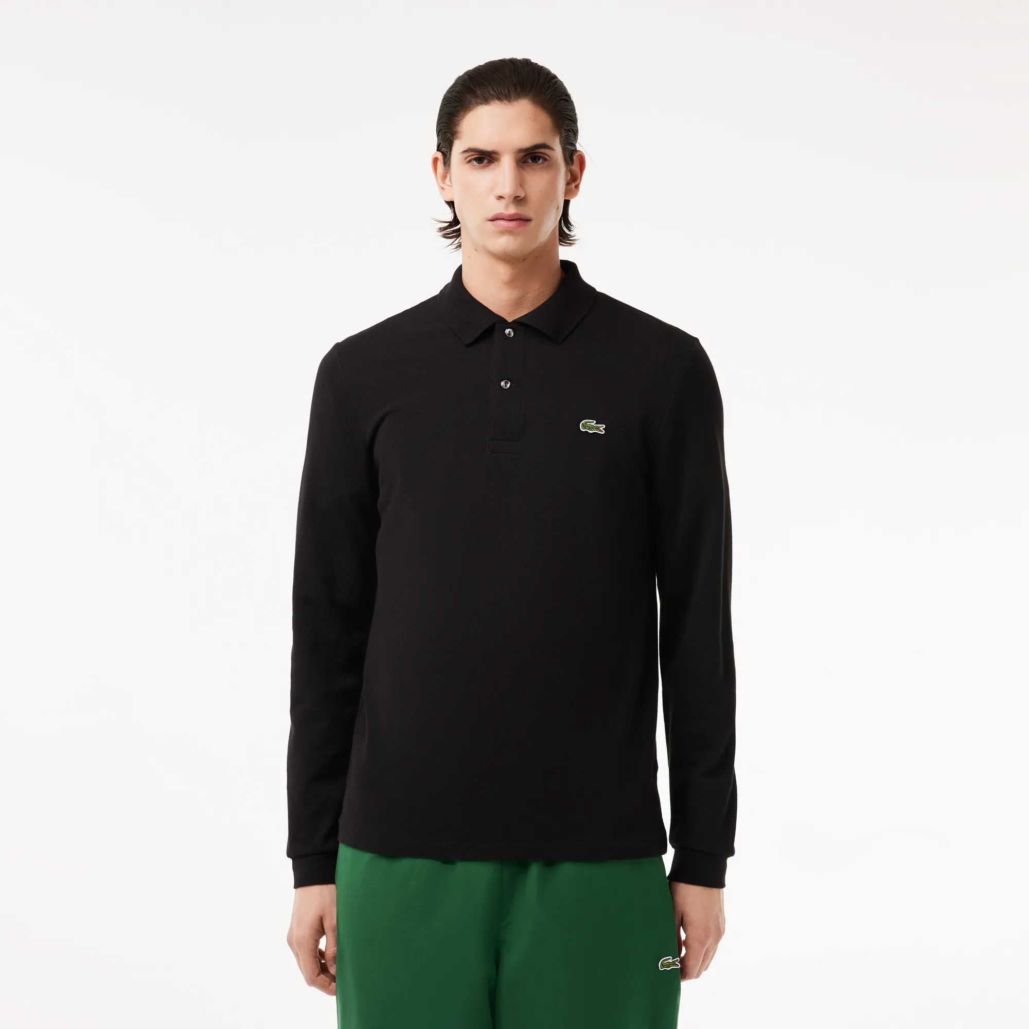 Мужское поло Lacoste Classic Fit с длинным рукавом, черный, арт. L1312