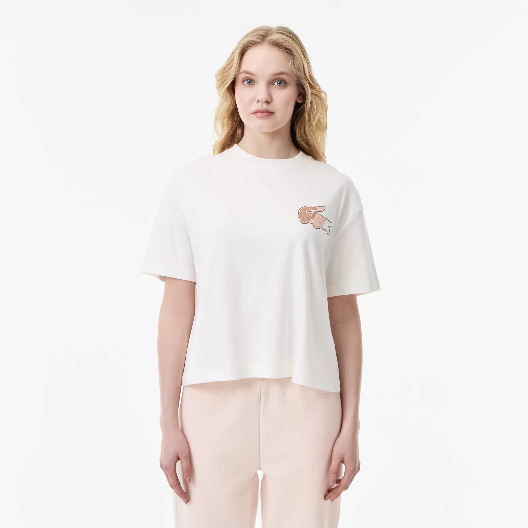 Женская футболка Lacoste из хлопка, белый, арт. TF0504