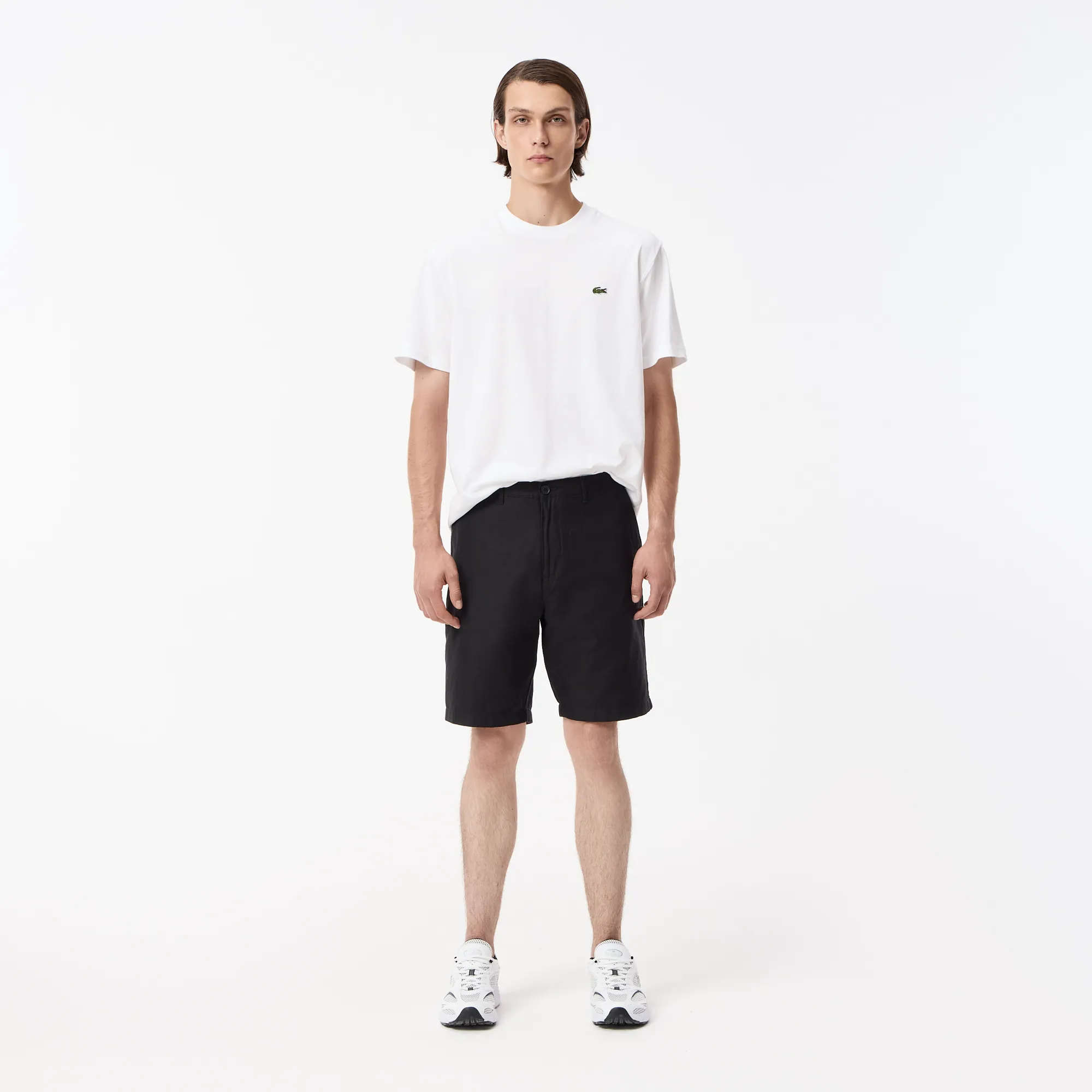 Мужские шорты Lacoste из смеси хлопка и льна, черный, арт. FH0529