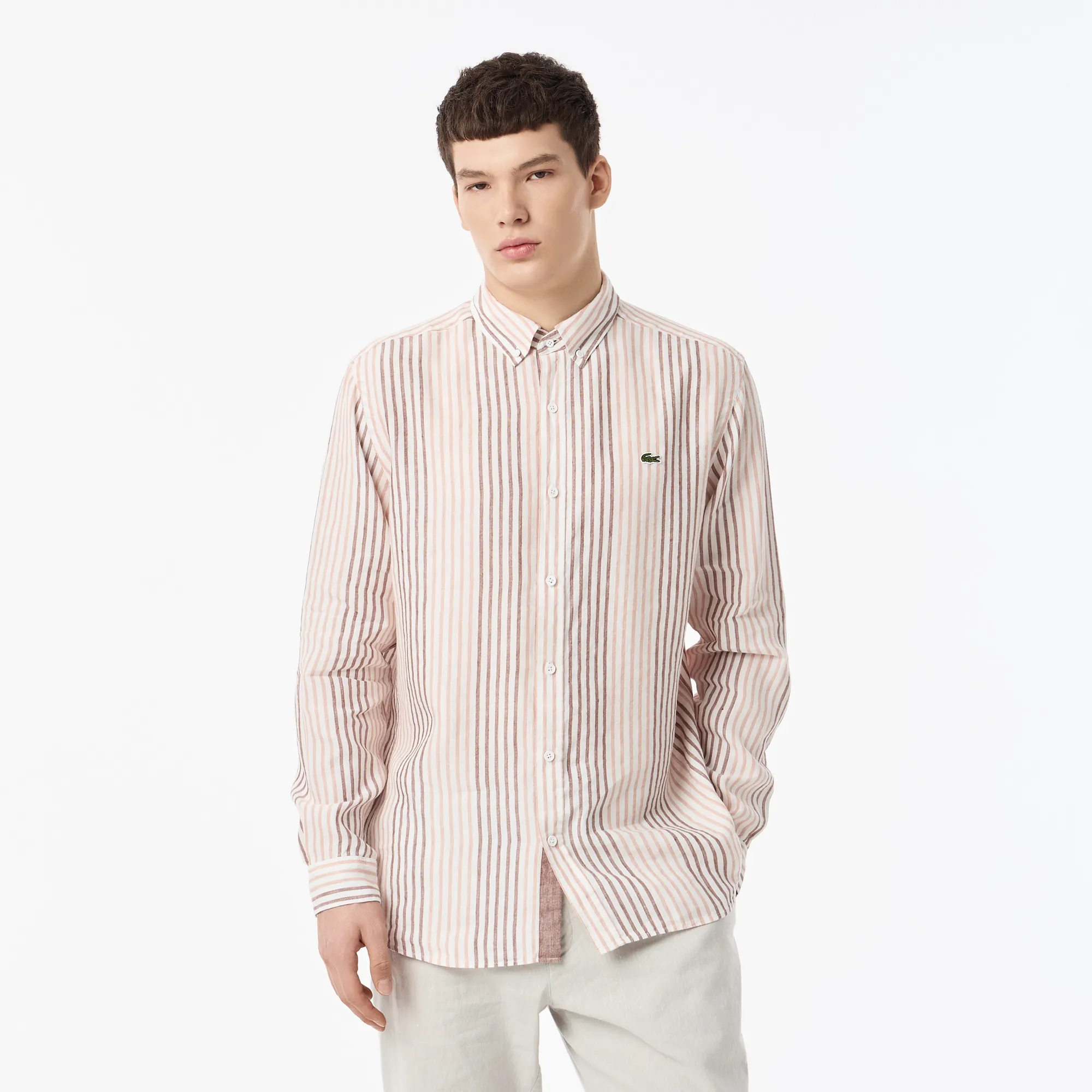 Мужская рубашка Lacoste из льна, коричневый, арт. CH0521