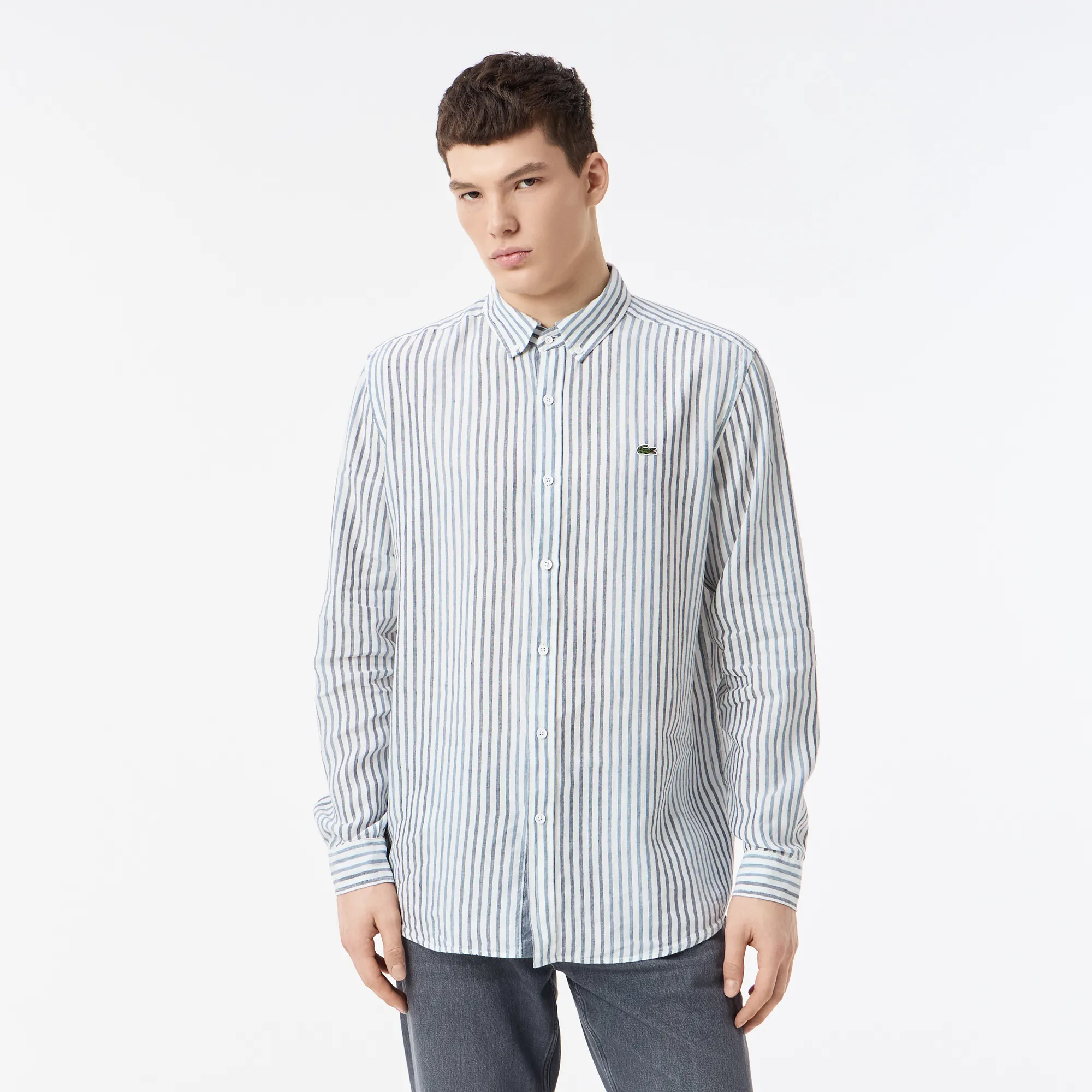 Мужская рубашка Lacoste из льна, синий, арт. CH0521