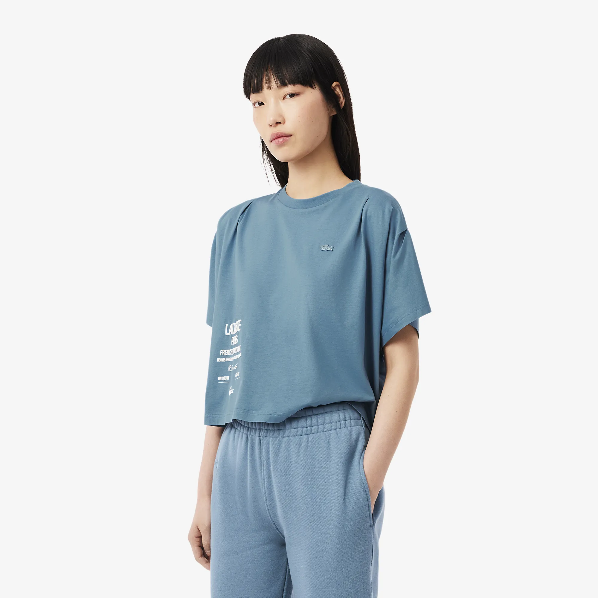 Женская футболка Lacoste из хлопка, синий, арт. TF9631