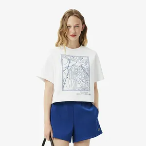 Женская хлопковая футболка Lacoste, белый, арт. TF7284