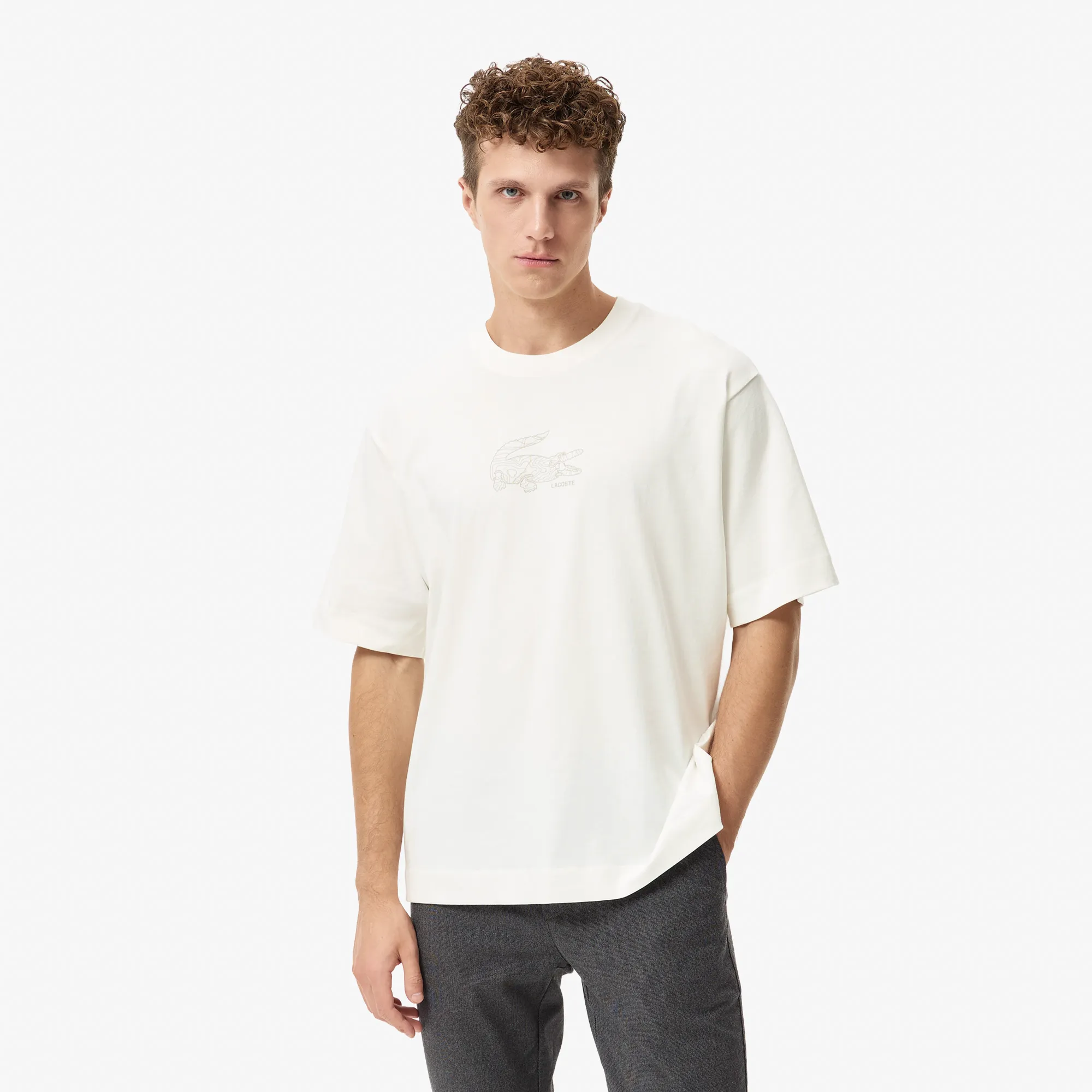 Мужская футболка Lacoste OVERSIZE FIT из органического хлопка, белый, арт. TH2610