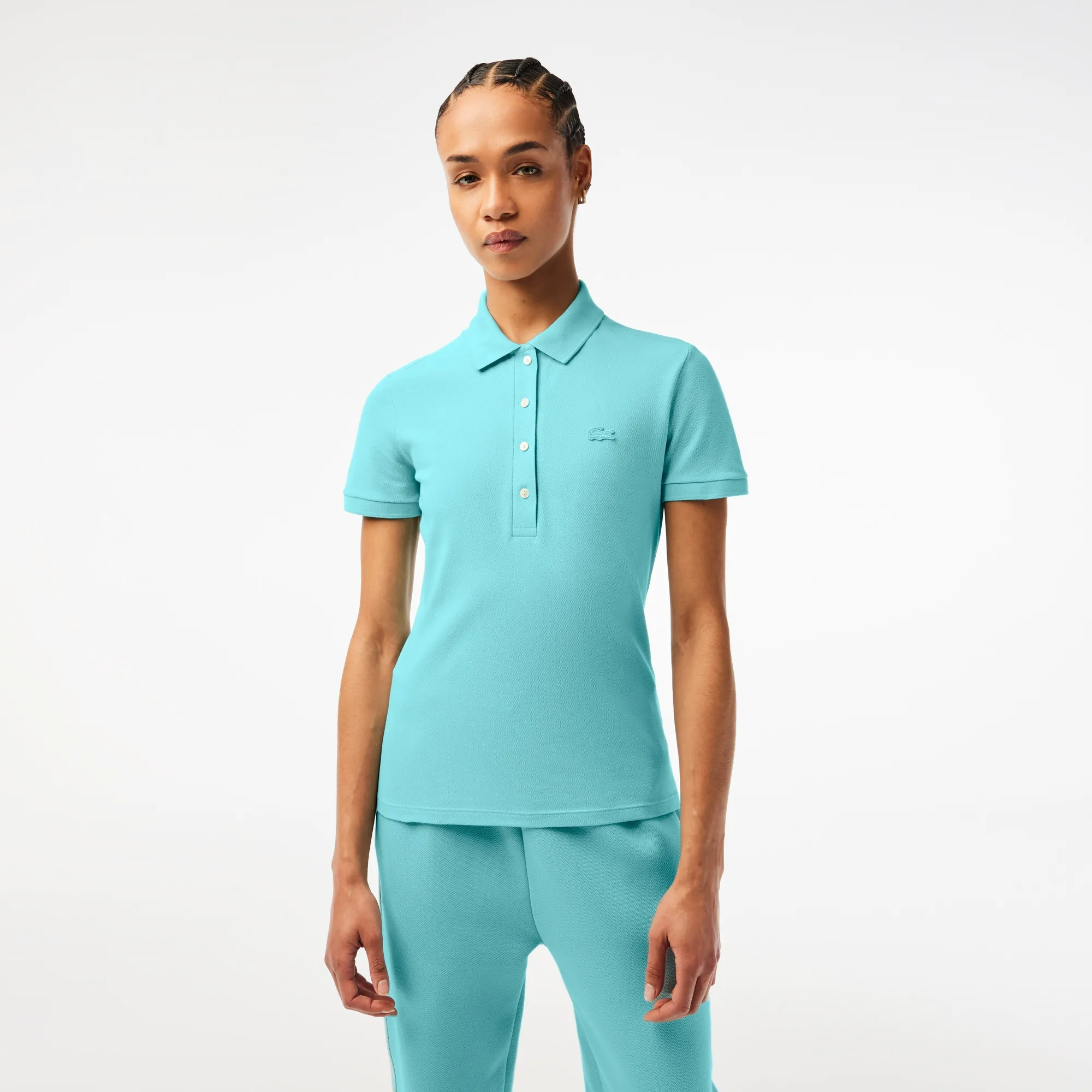 Женское поло Lacoste Slim Fit из эластичного хлопка, голубой, арт. PF5462