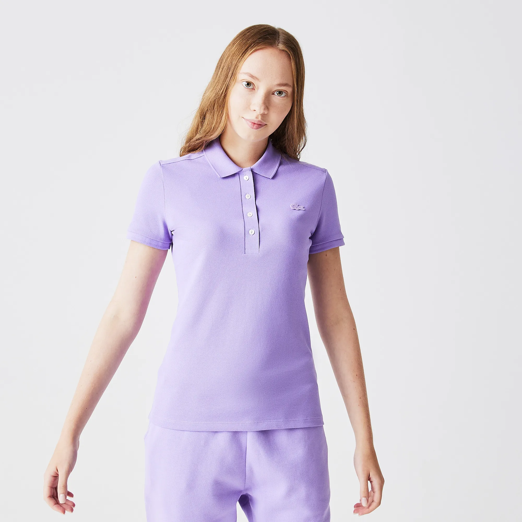 Женское поло Lacoste Slim Fit из эластичного хлопка, фиолетовый, арт. PF5462