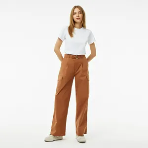 Женские хлопковые брюки-карго Lacoste, коричневый, арт. HF0302