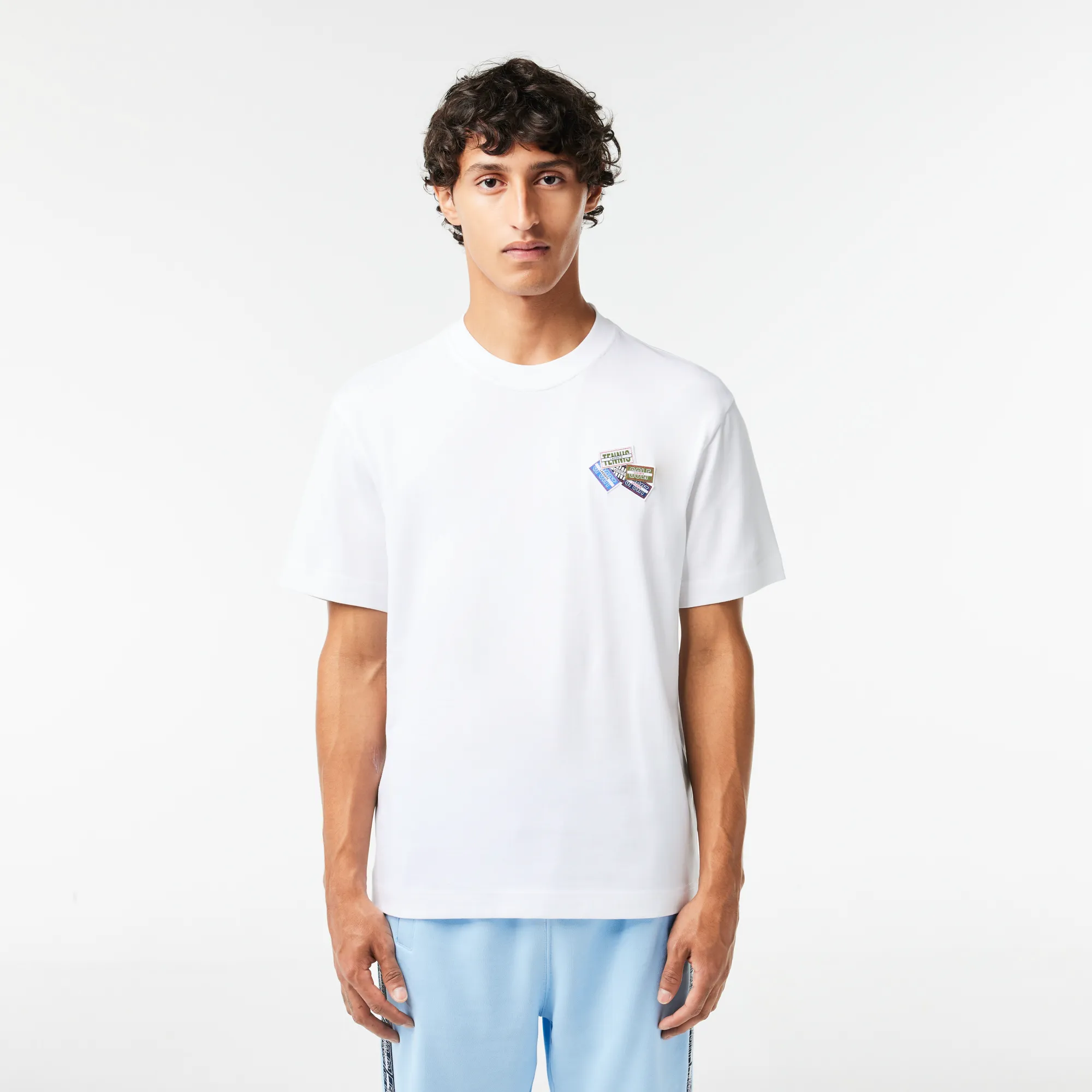 Мужская футболка Lacoste из плотного хлопка, белый, арт. TH2059