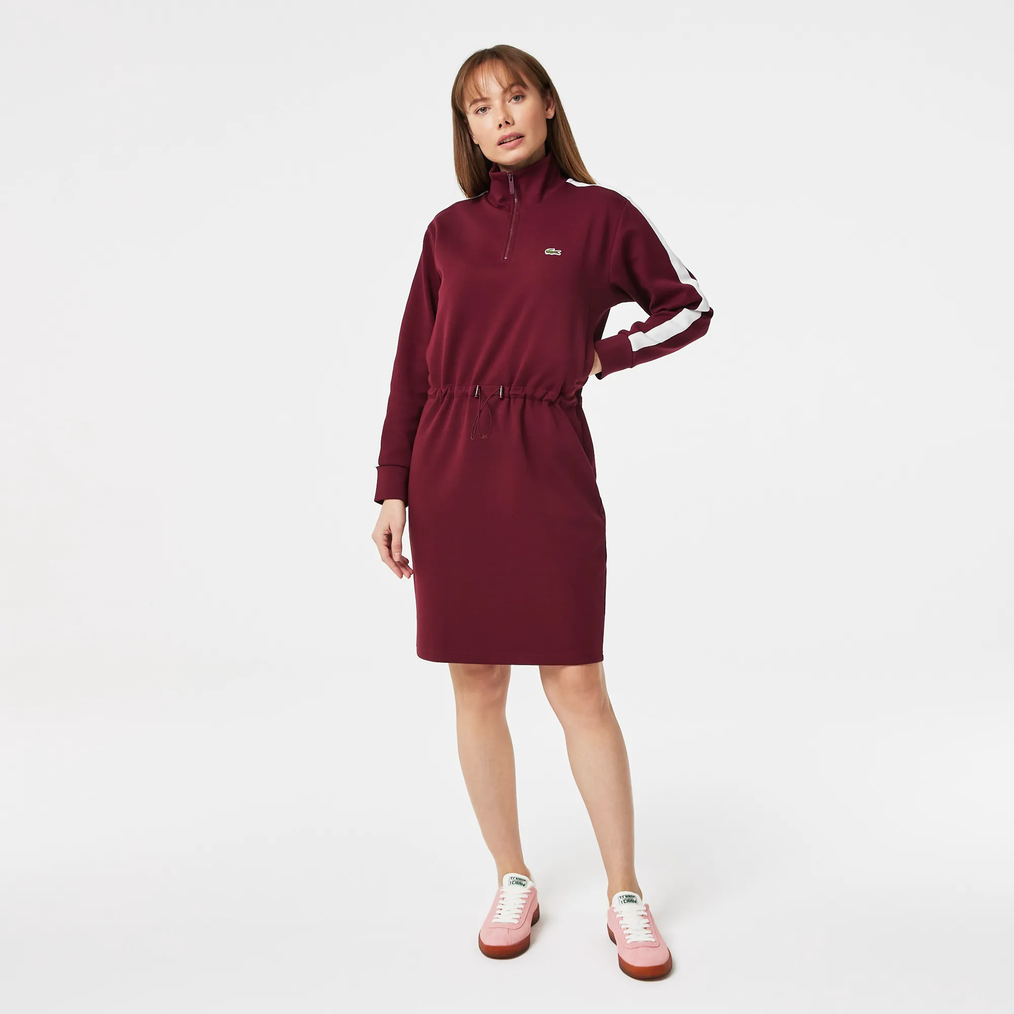 Платье Lacoste с эластичным поясом на молнии, красный, арт. EF2412