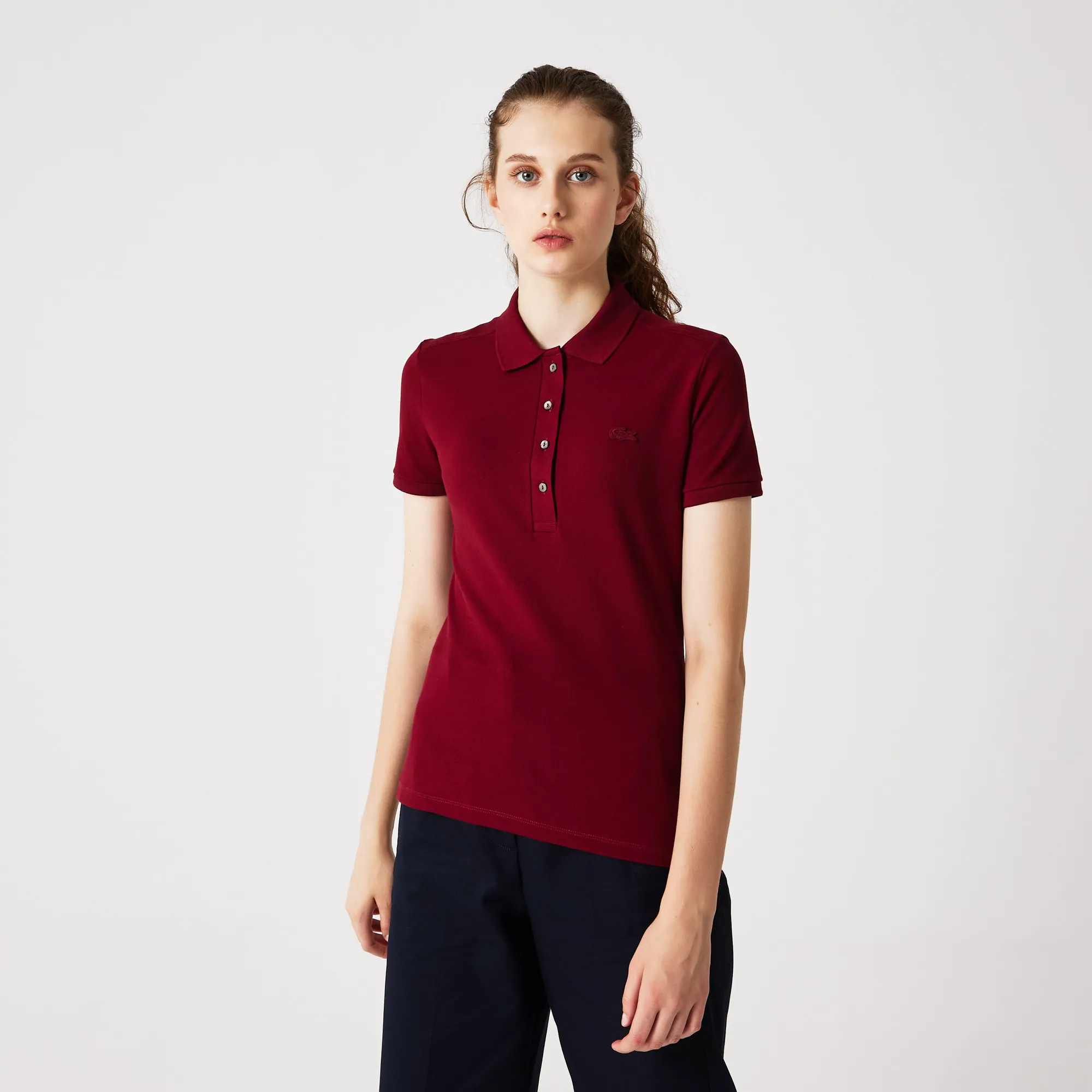 Женское поло Lacoste Slim Fit из эластичного хлопка, красный, арт. PF5462