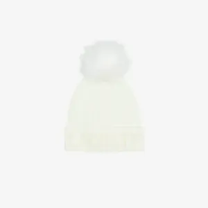 Хлопковая вязаная шапка Lacoste с помпоном, белый, арт. RB2216