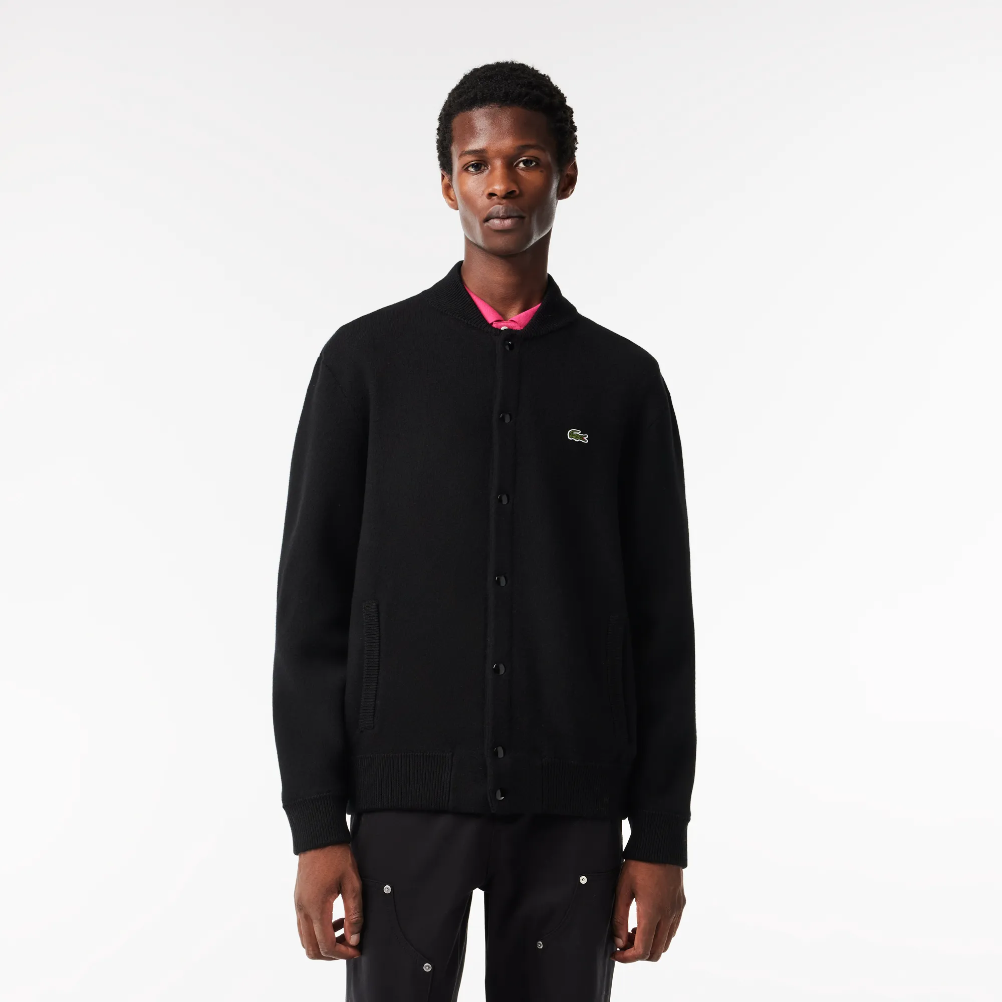 Мужской шерстяной кардиган Lacoste, черный, арт. AH1087