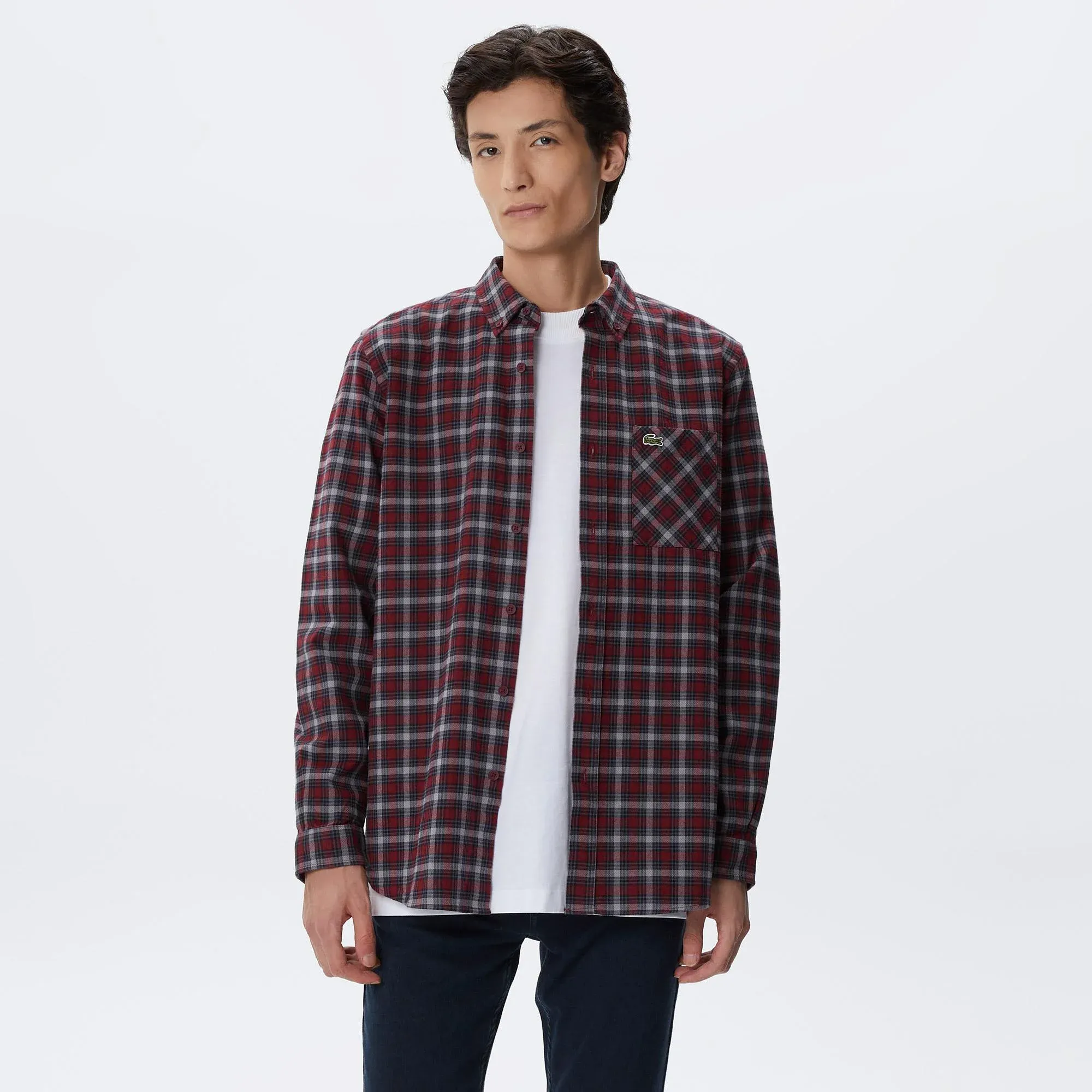Мужская хлопковая рубашка Lacoste Regular Fit, серый, арт. CH2411