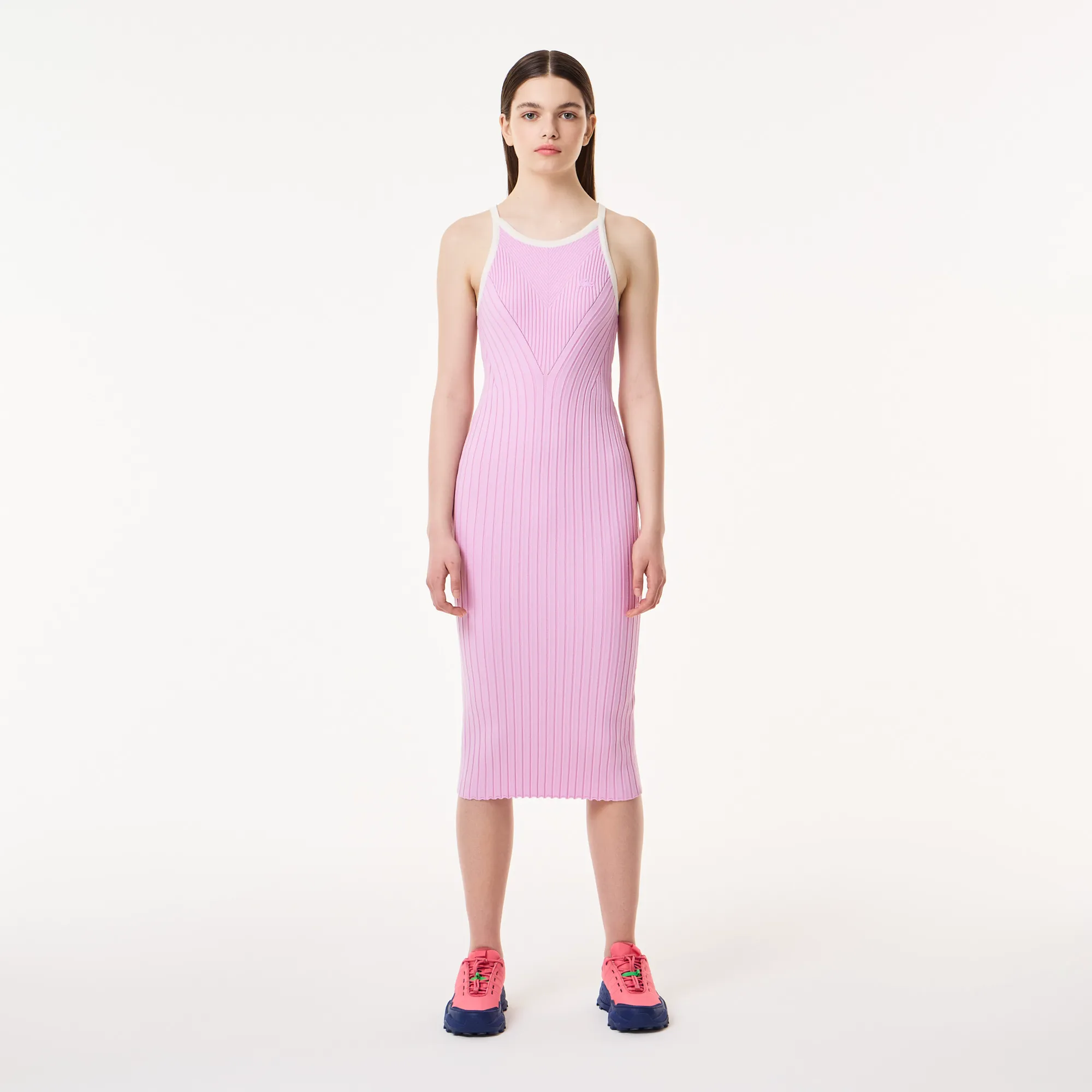 Женское платье-миди Lacoste без рукавов, розовый, арт. EF0402
