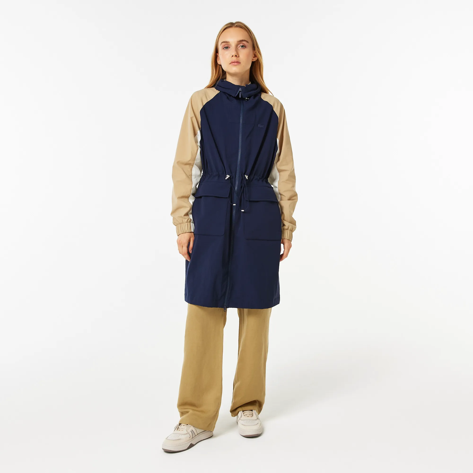 Женская двухцветная ветровка Lacoste с капюшоном, синий, арт. BF0322R