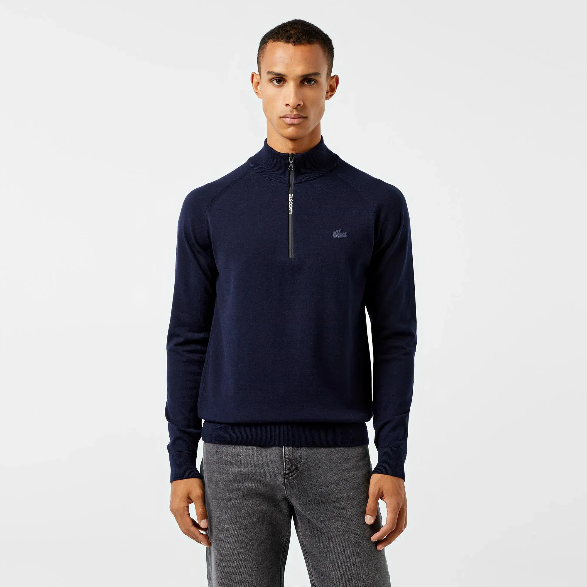 Мужской свитер Lacoste из смеси шерсти и хлопка, синий, арт. AH2517