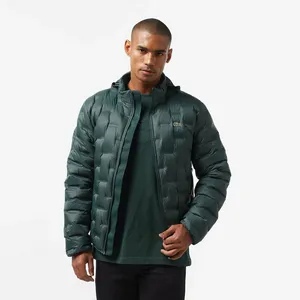 Мужская стёганая куртка Lacoste со скрытым капюшоном, зеленый, арт. BH2502