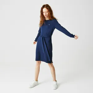 Женское платье Lacoste с круглым вырезом и длинными рукавами, синий, арт. EF0048