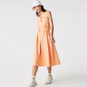 Женское платье-поло Lacoste с поясом, оранжевый, арт. EF5681